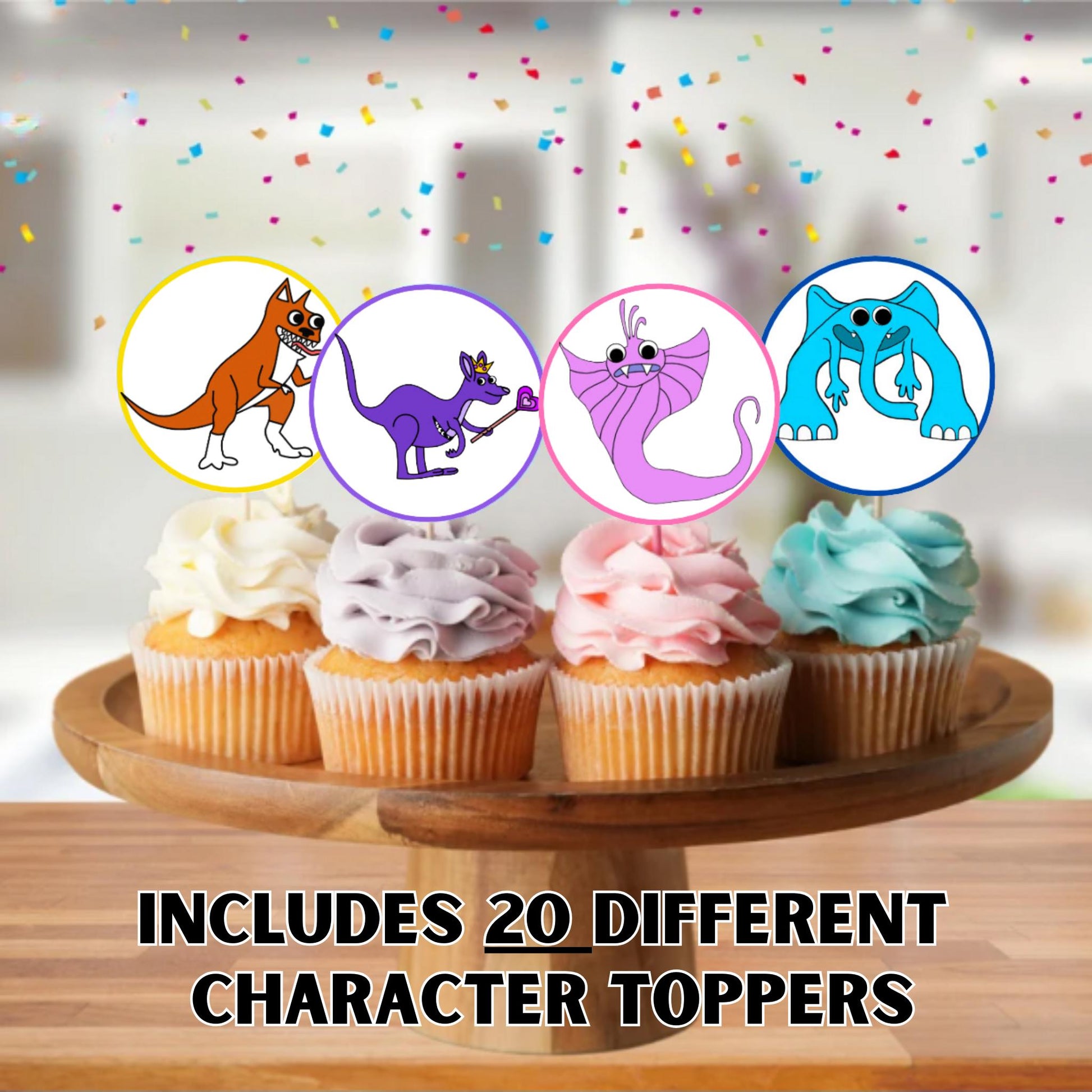 Personalized Garten of Banban Cupcake Toppers, Custom Garten of Banban Party Decoration