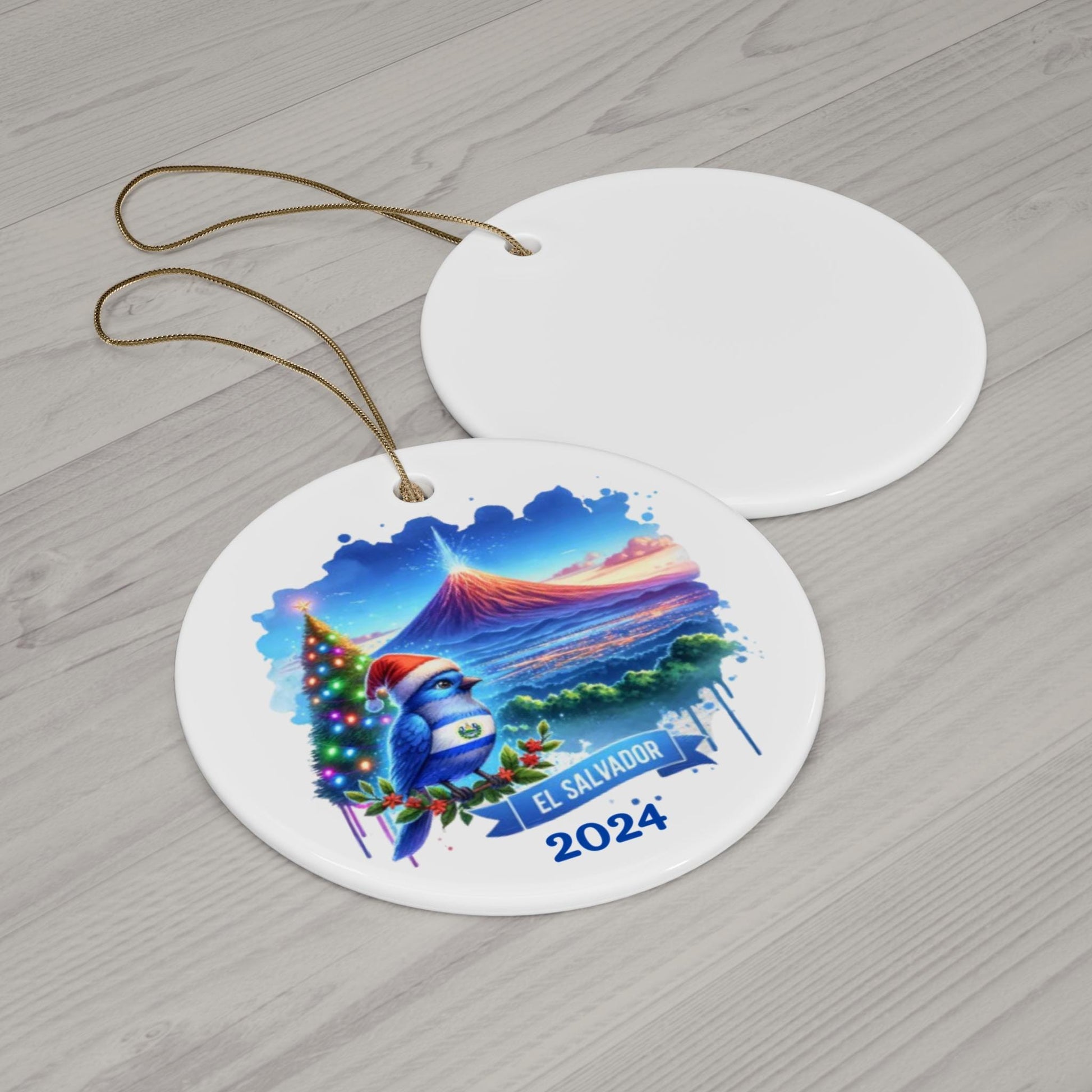 Personalized El Salvador Ornament, El Salvador Christmas Ornament, El Salvador Souvenir, Santa Bird Christmas Ornament, Honeymoon, Travel