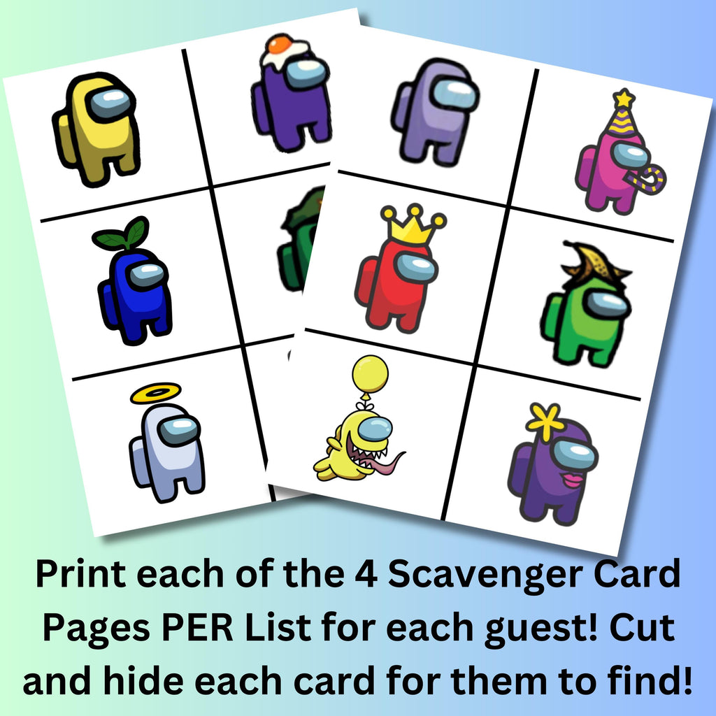 Printable Among Us Alien Scavenger Hunt, Imposter Game, Among Us Party Game, Birthday for Gamer Boy Gamer Girl, Imposter Favors, Alien Hunting Game