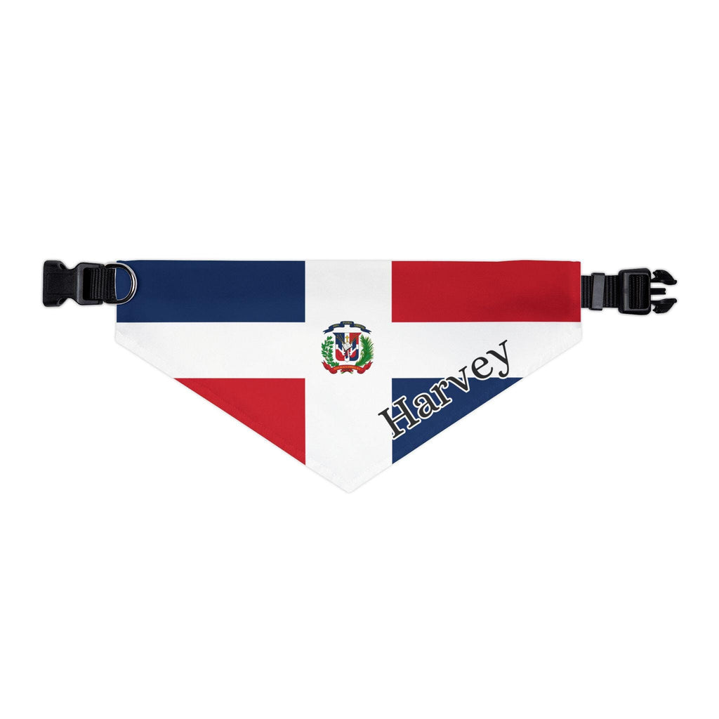 Dominican Flag Personalized Pet Bandana, Add Your Pet's Name, Pet Scarf, Dog Gift, Flag Bandana with Name, Dominican Republic Flag Bandana