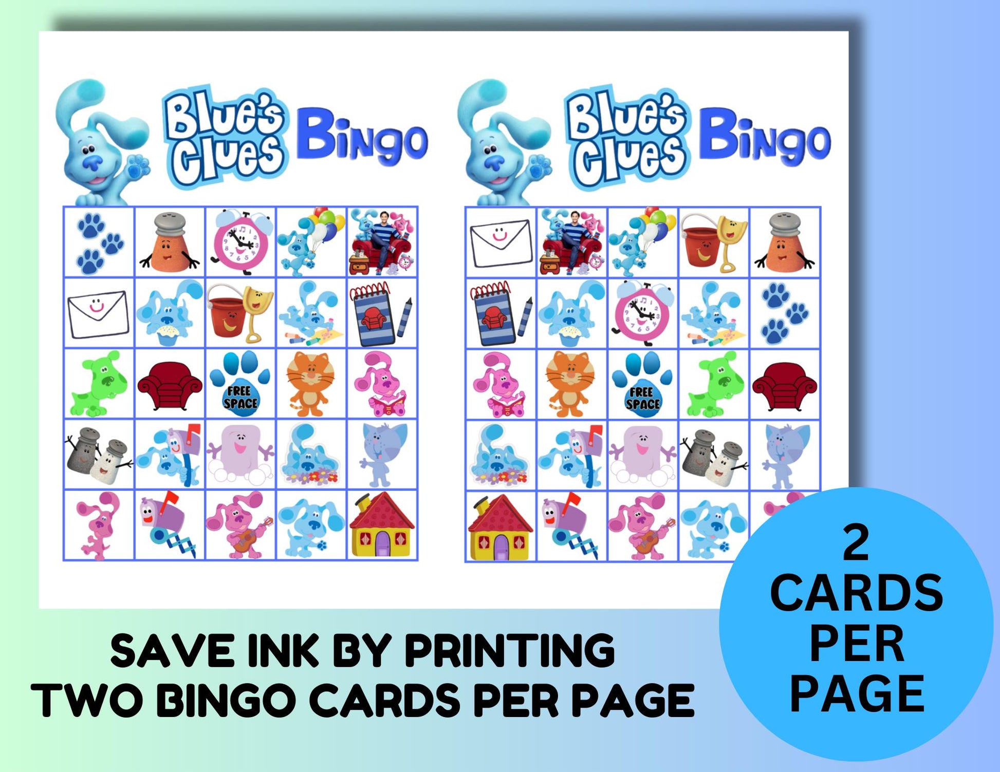 Blue Clues Bingo Game, Blue Clues Birthday Game, Blue Clues Baby Shower, Blue Clues Party, Instant Download, Blues Clues Friends Party Favor