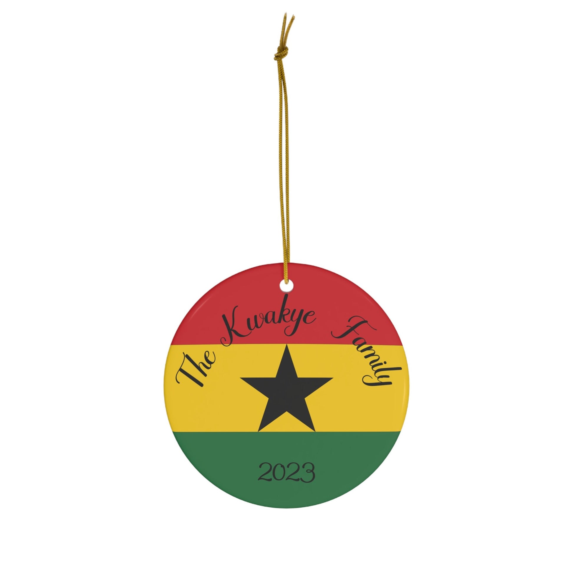 Personalized Ghana Ceramic Ornament, Christmas Decor, Holiday Decoration, Ghanaian Flag, Africa, Accra, Kumasi, World Travel, Gift, Souvenir