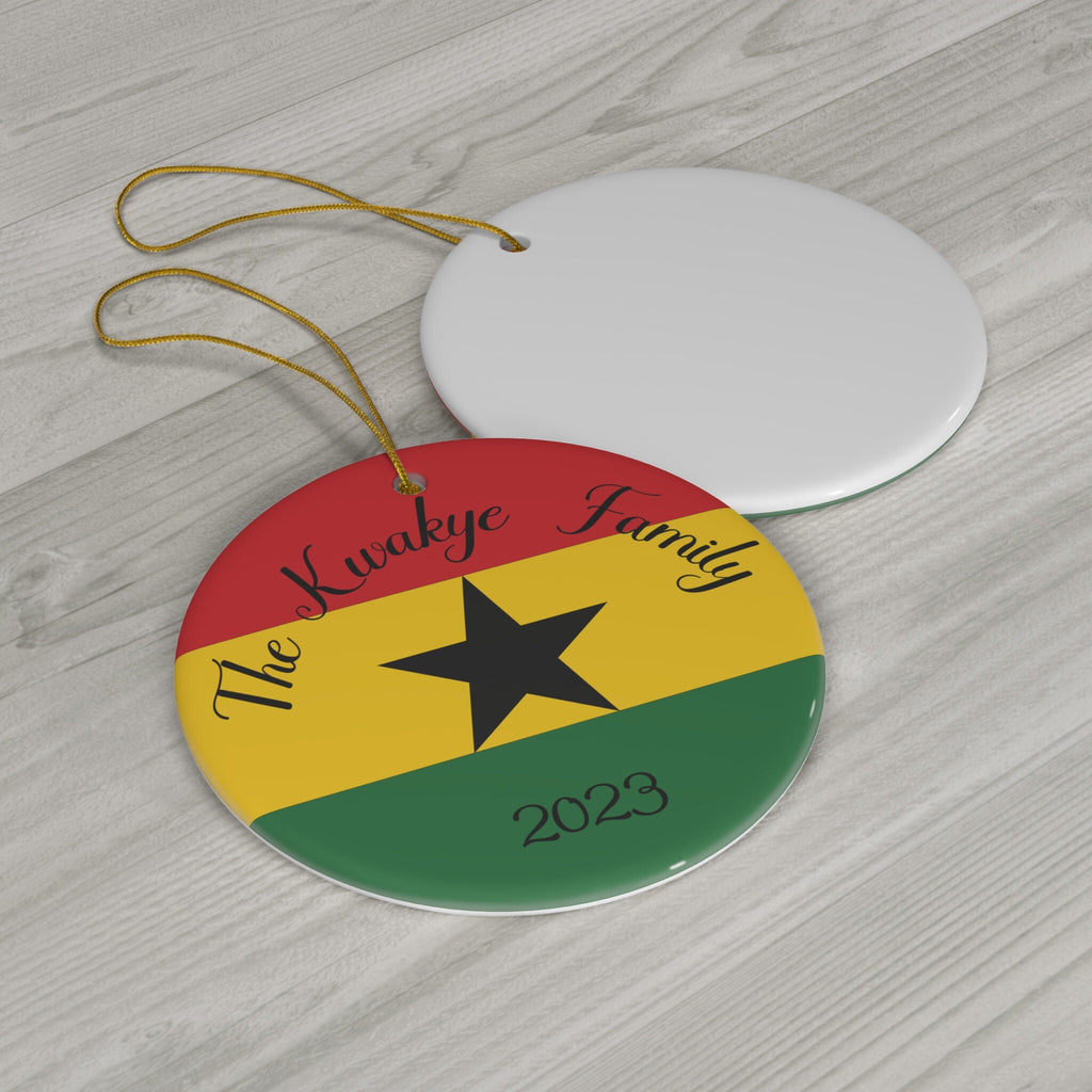 Personalized Ghana Ceramic Ornament, Christmas Decor, Holiday Decoration, Ghanaian Flag, Africa, Accra, Kumasi, World Travel, Gift, Souvenir