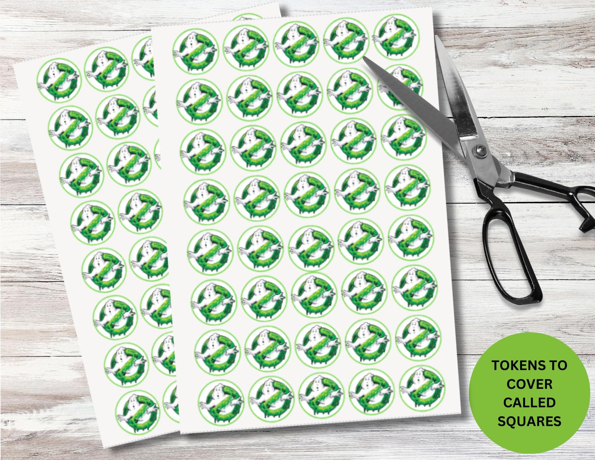 Ghost-Buster Themed Bingo Game, Ghost Buster Birthday Party, Stay Puft, Slimer, Ghost Buster Game, Halloween Party Game, 20 Cards Bingo Game