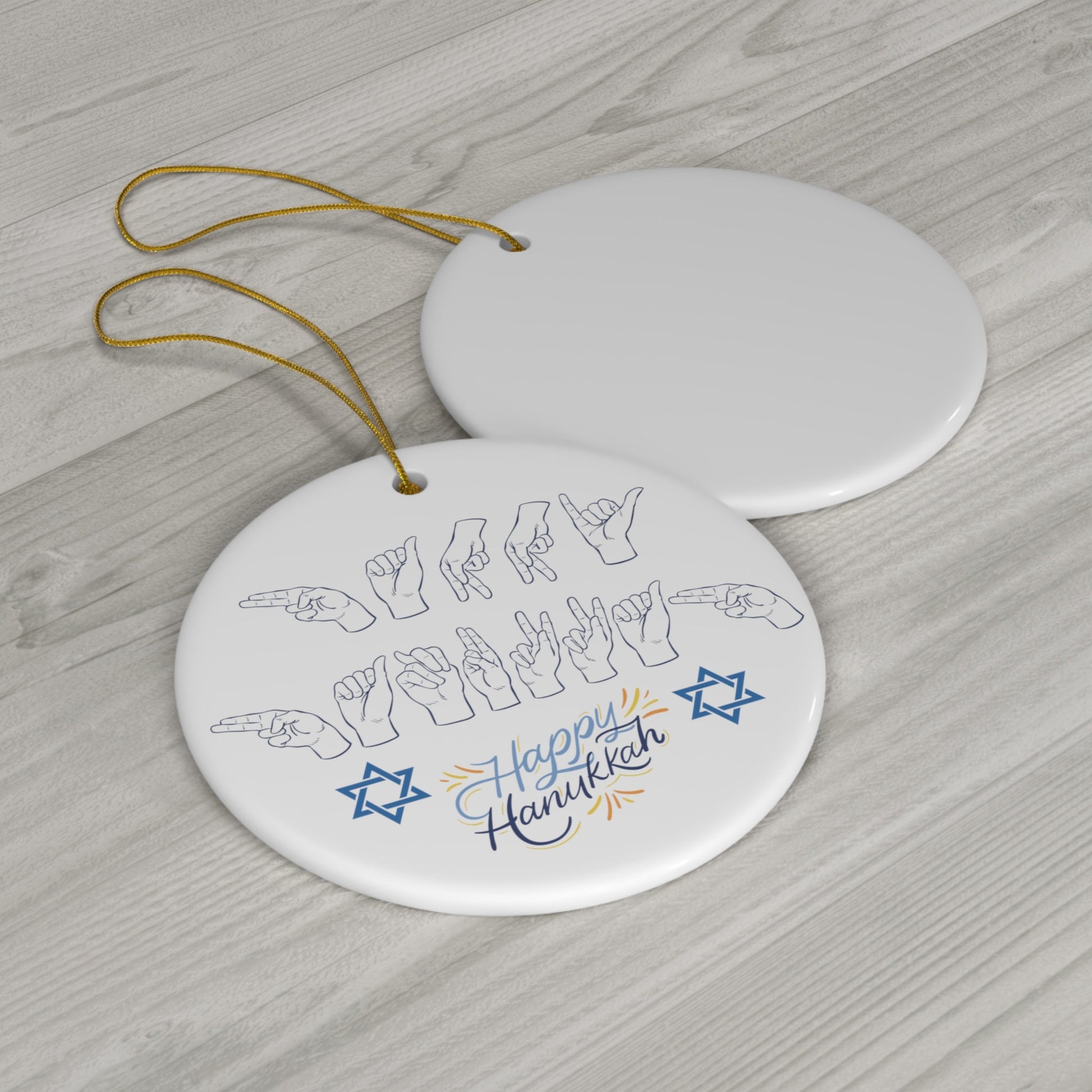 Jewish Sign Language Happy Hanukkah Ornament Jewish Gift Hanukkah Christmas Ornament ASL Ornament Deaf Community Gift Jewish ASL Decoration