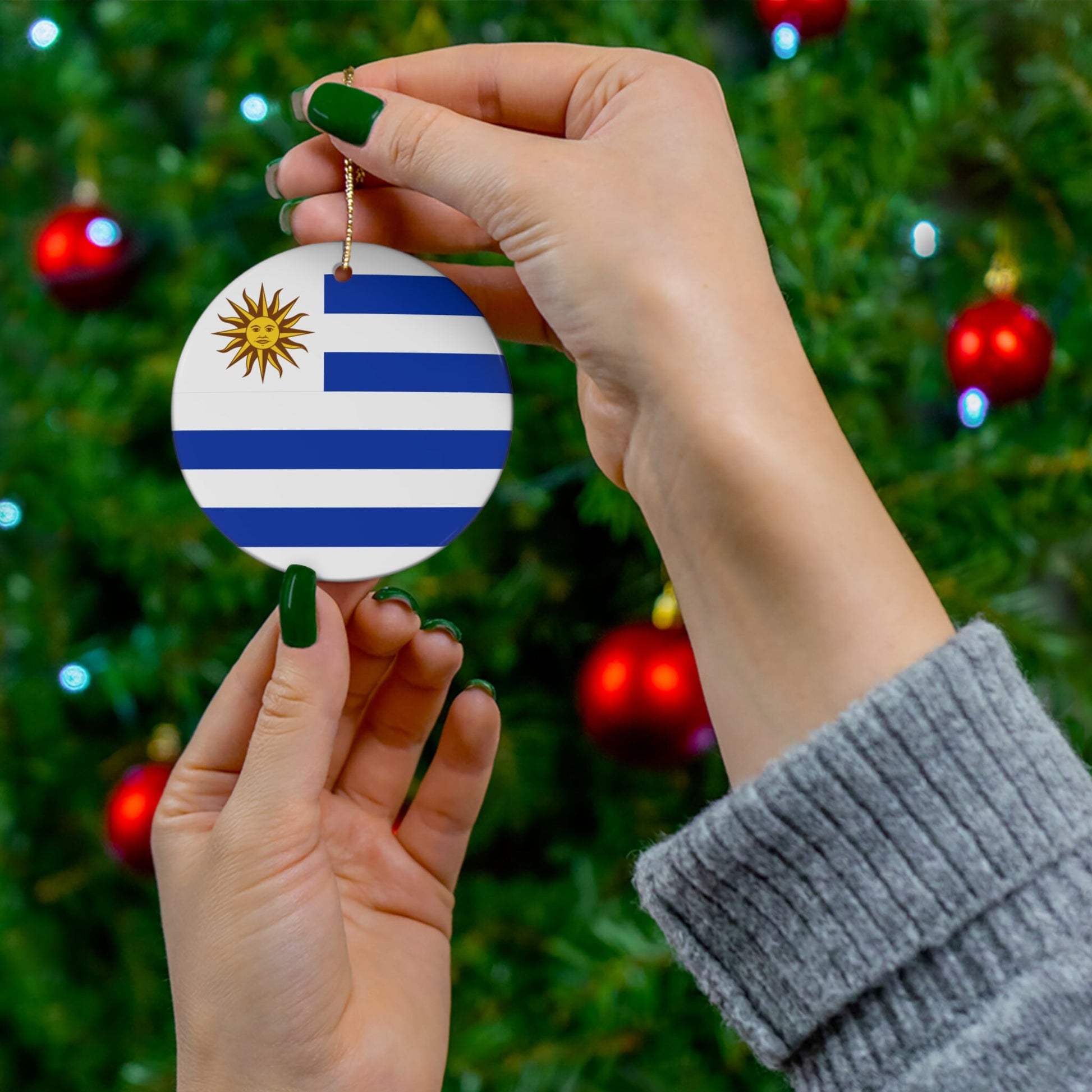 Personalized Uruguay Ceramic Christmas Ornament Uruguayan Flag Porcelain Gift Holiday Decoration South America World Heritage Travel Latina