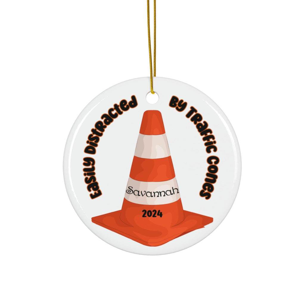 Personalized Traffic Cone Ornament, Easily Distracted By Traffic Cones, Funny Christmas Ornament, Construction Cone Ornament, Teenager Gift