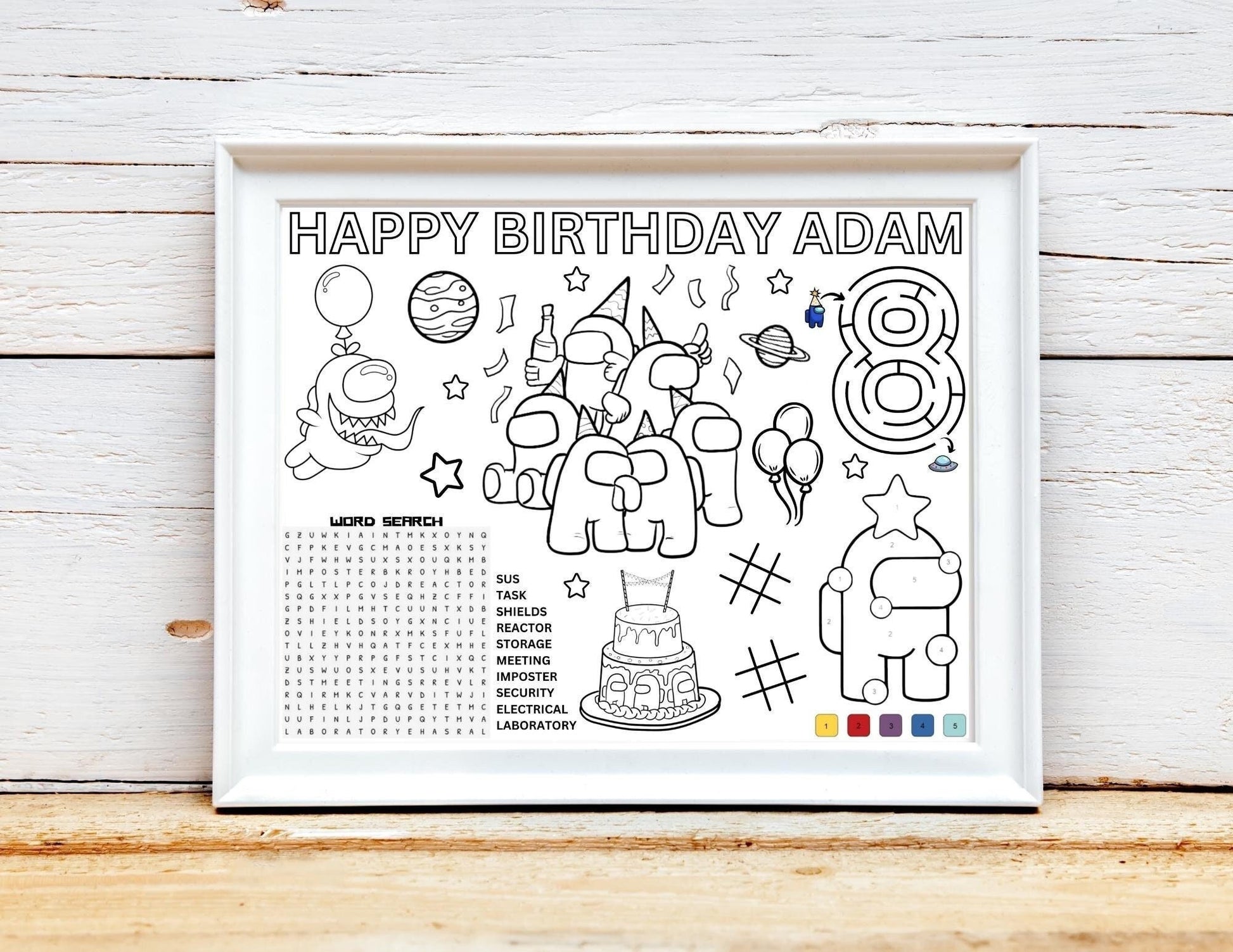 Personalized Among Us Character Birthday Activity Placemat, Among Us Imposter Party Favor