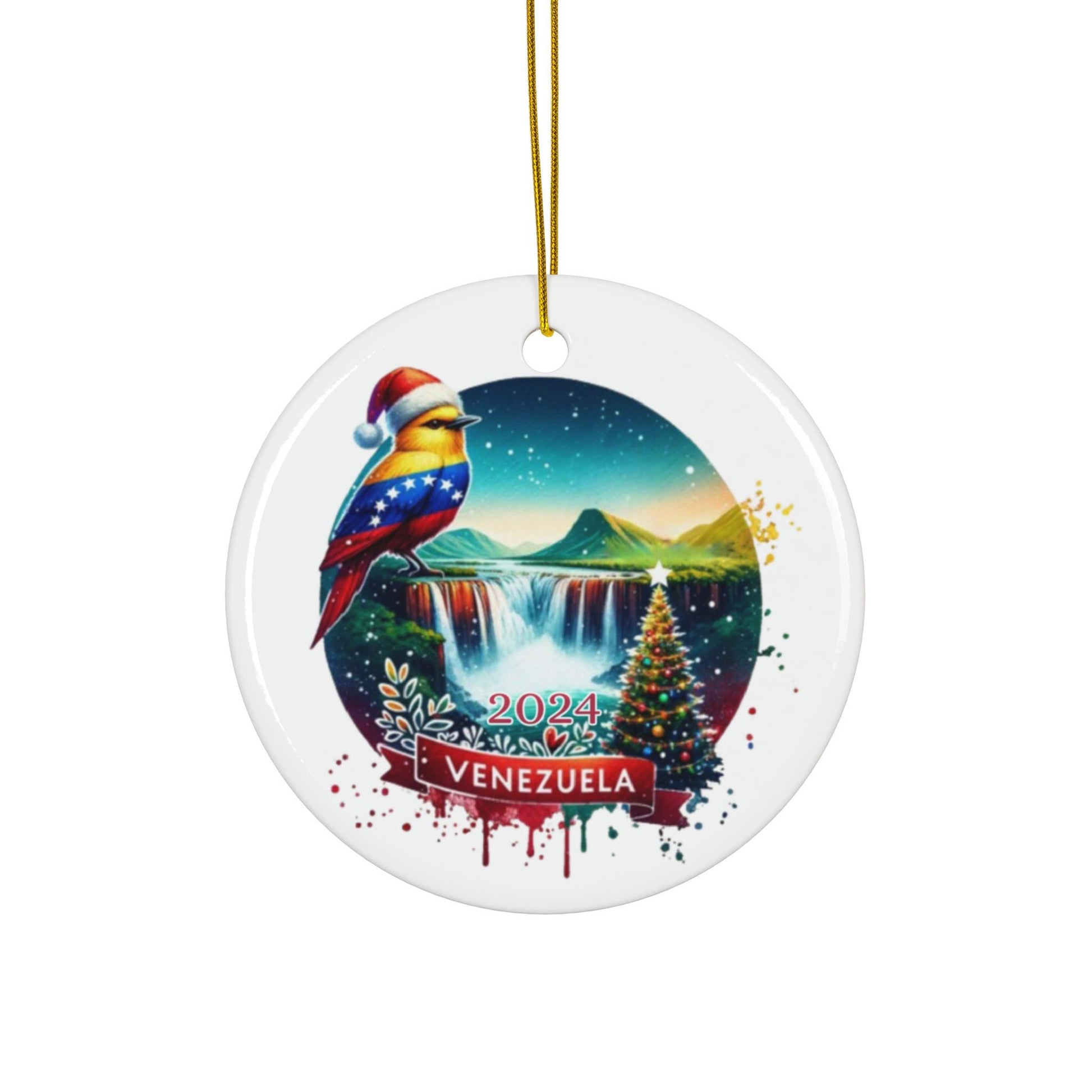 Personalized Venezuela Ornament, Venezuela Christmas Ornament, Venezuela Gift, Venezuela Flag Souvenir, Bird Christmas Ornament, Honeymoon