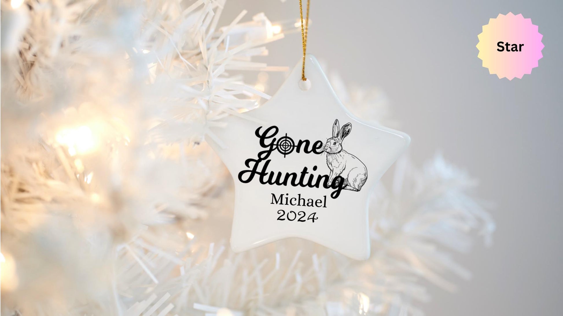 Personalized Rabbit Hunter Ornament, Gone Hunting Ornament, Ornament For Hunter, Gift for Hunter, Rabbit Hunting, Custom Hunting Ornament