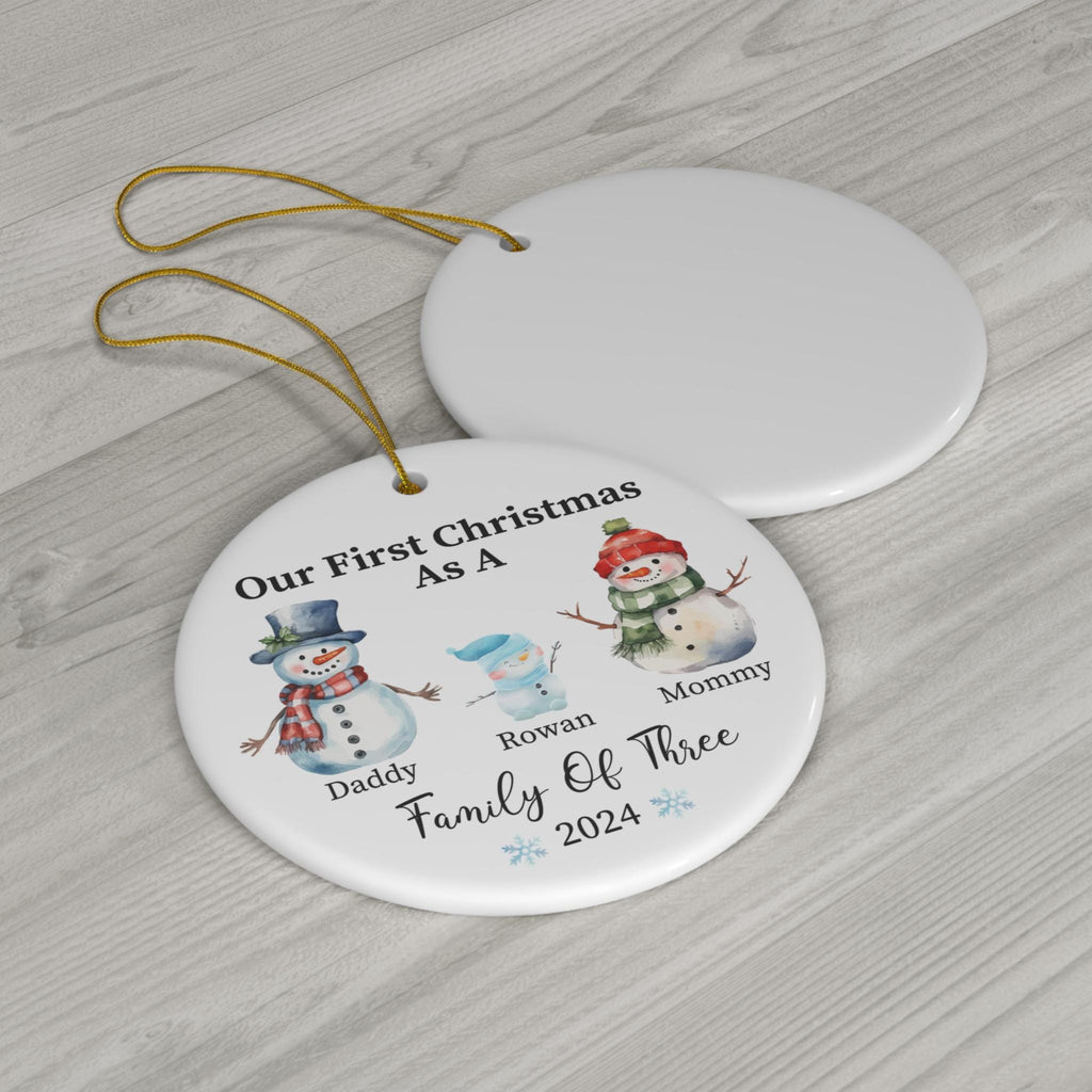 Family of Three Christmas Ornament, Family Ornament, Personalized Baby's First Christmas Ornament, First Christmas Family of 3 Ornament