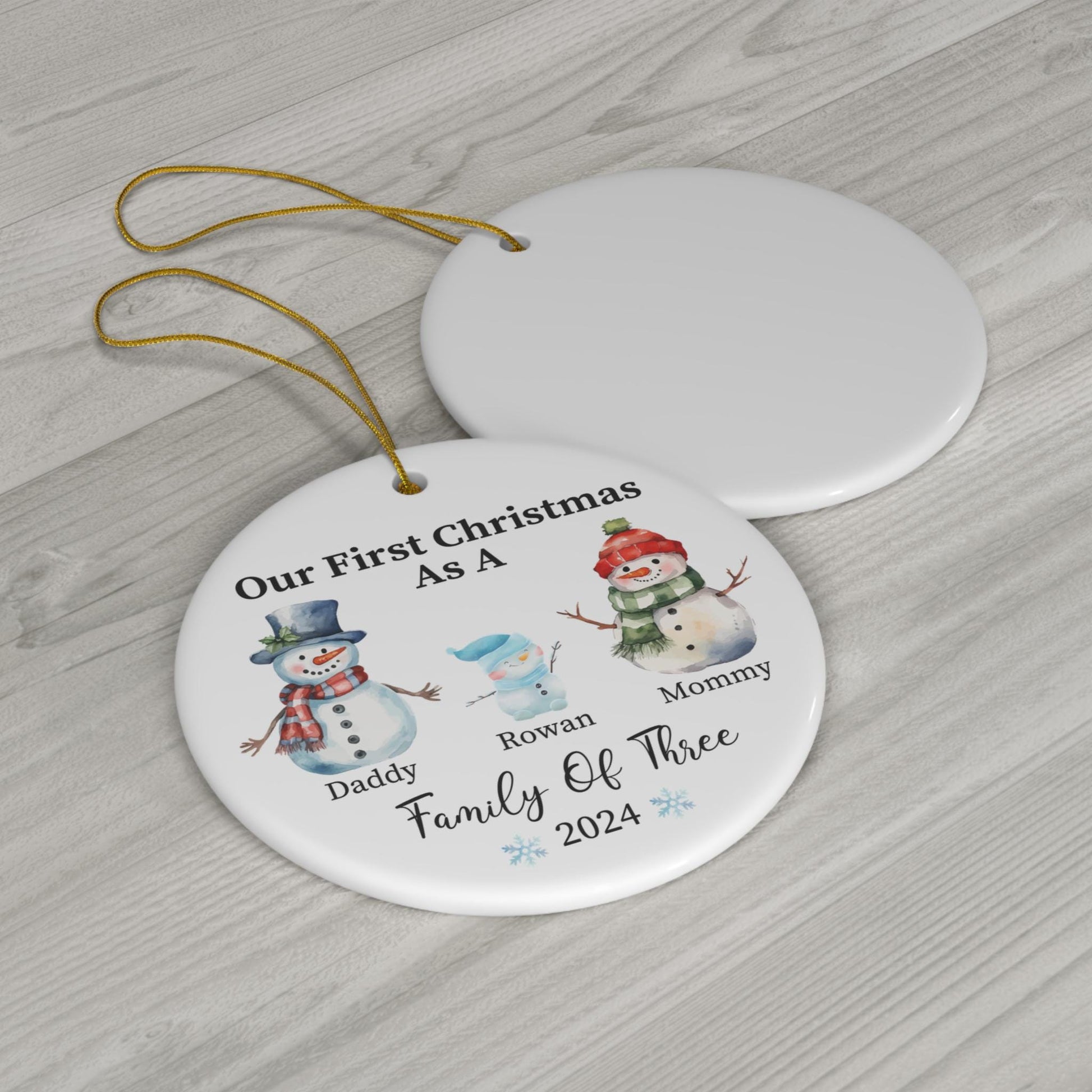 Family of Three Christmas Ornament, Family Ornament, Personalized Baby's First Christmas Ornament, First Christmas Family of 3 Ornament