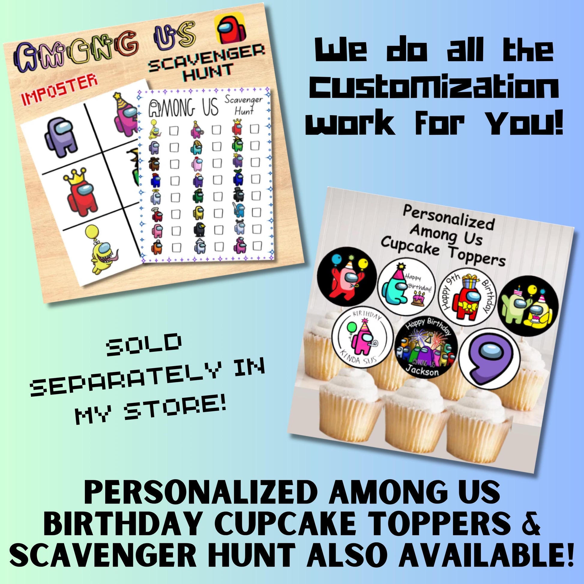 Personalized Among Us Character Birthday Activity Placemat, Among Us Imposter Party Favor