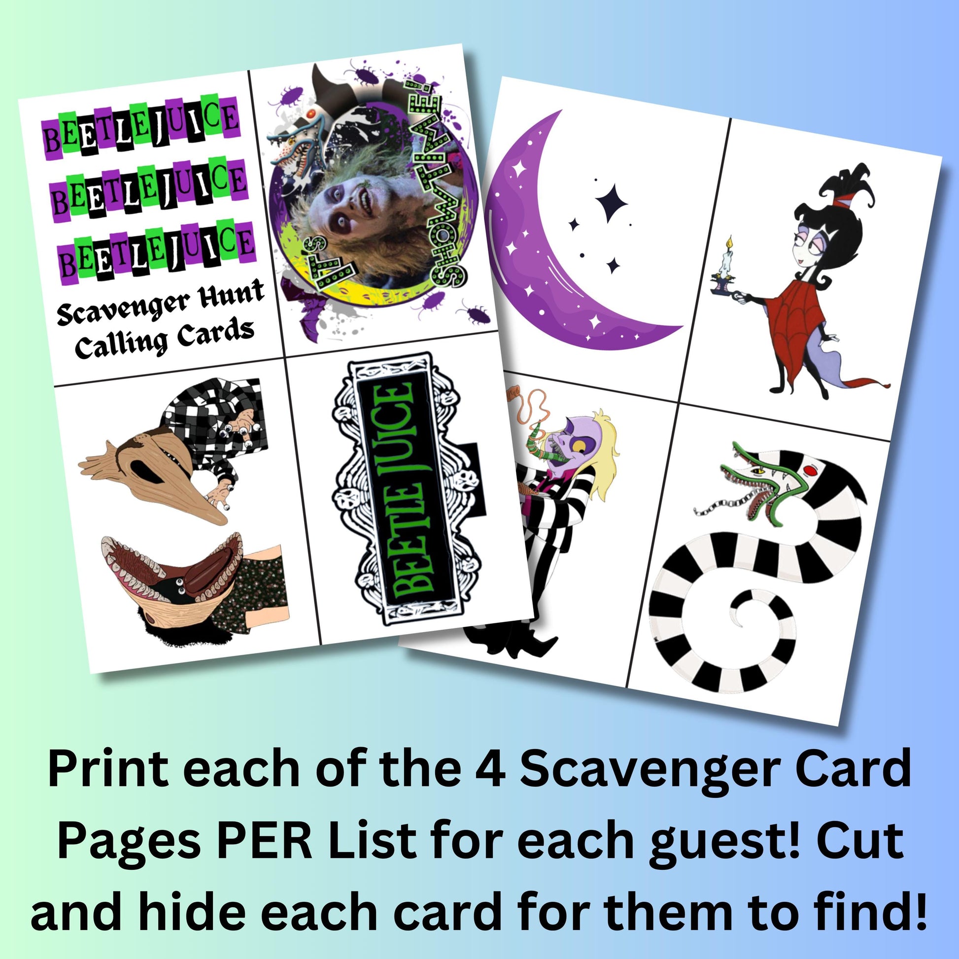 Beetlejuice Scavenger Hunt Game, Beetlejuice Inspired Party Game, Spooky Themed Scavenger Hunt, Its Showtime Birthday Party Game