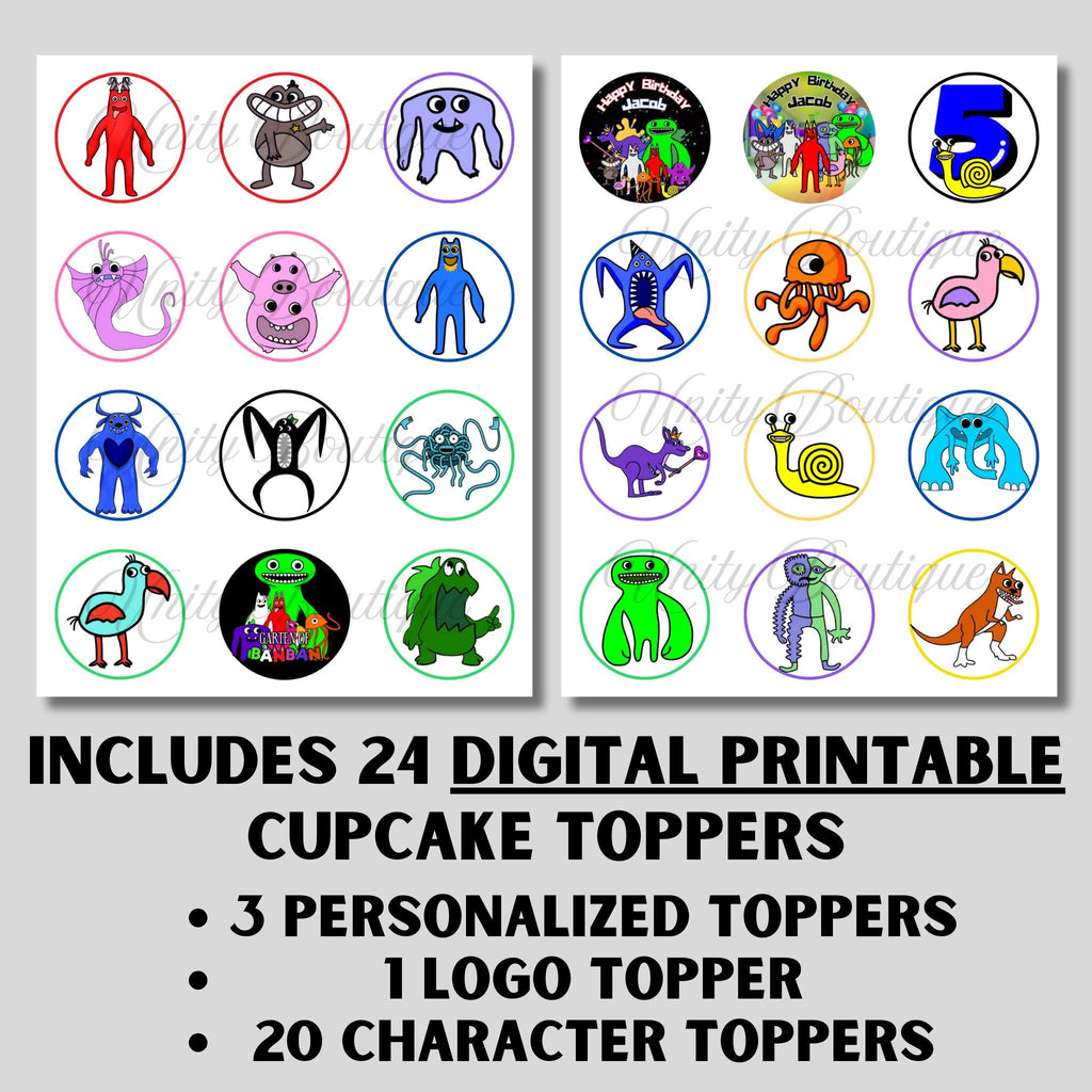 Personalized Garten of Banban Cupcake Toppers, Custom Garten of Banban Party Decoration