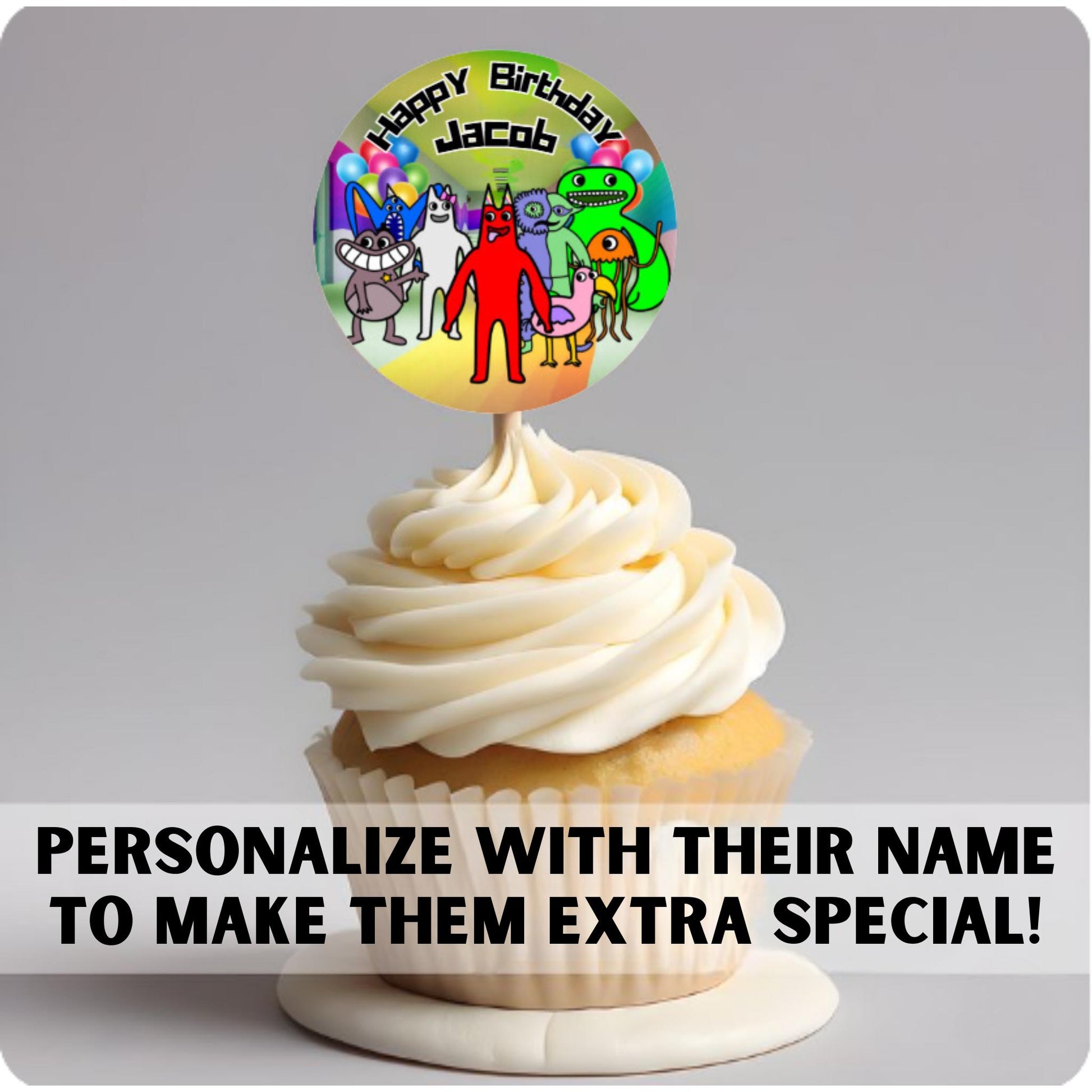 Personalized Garten of Banban Cupcake Toppers, Custom Garten of Banban Party Decoration