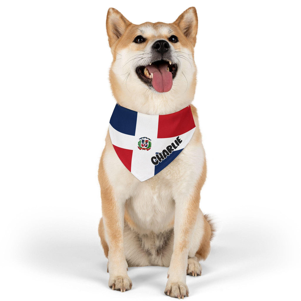 Dominican Flag Personalized Pet Bandana, Add Your Pet's Name, Pet Scarf, Dog Gift, Flag Bandana with Name, Dominican Republic Flag Bandana