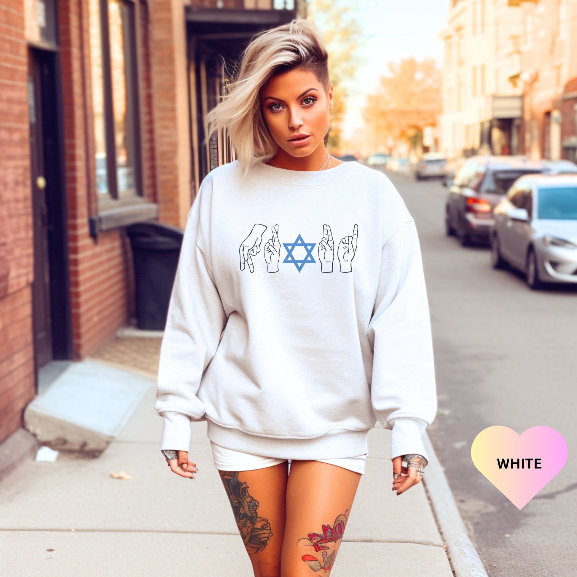 Jewish Pride Sweater ASL Shirt Jewish Sign Language Sweatshirt Proud Jewish Sweatshirt Star David Judaica Gifts Am Yisrael Chai Deaf Pride