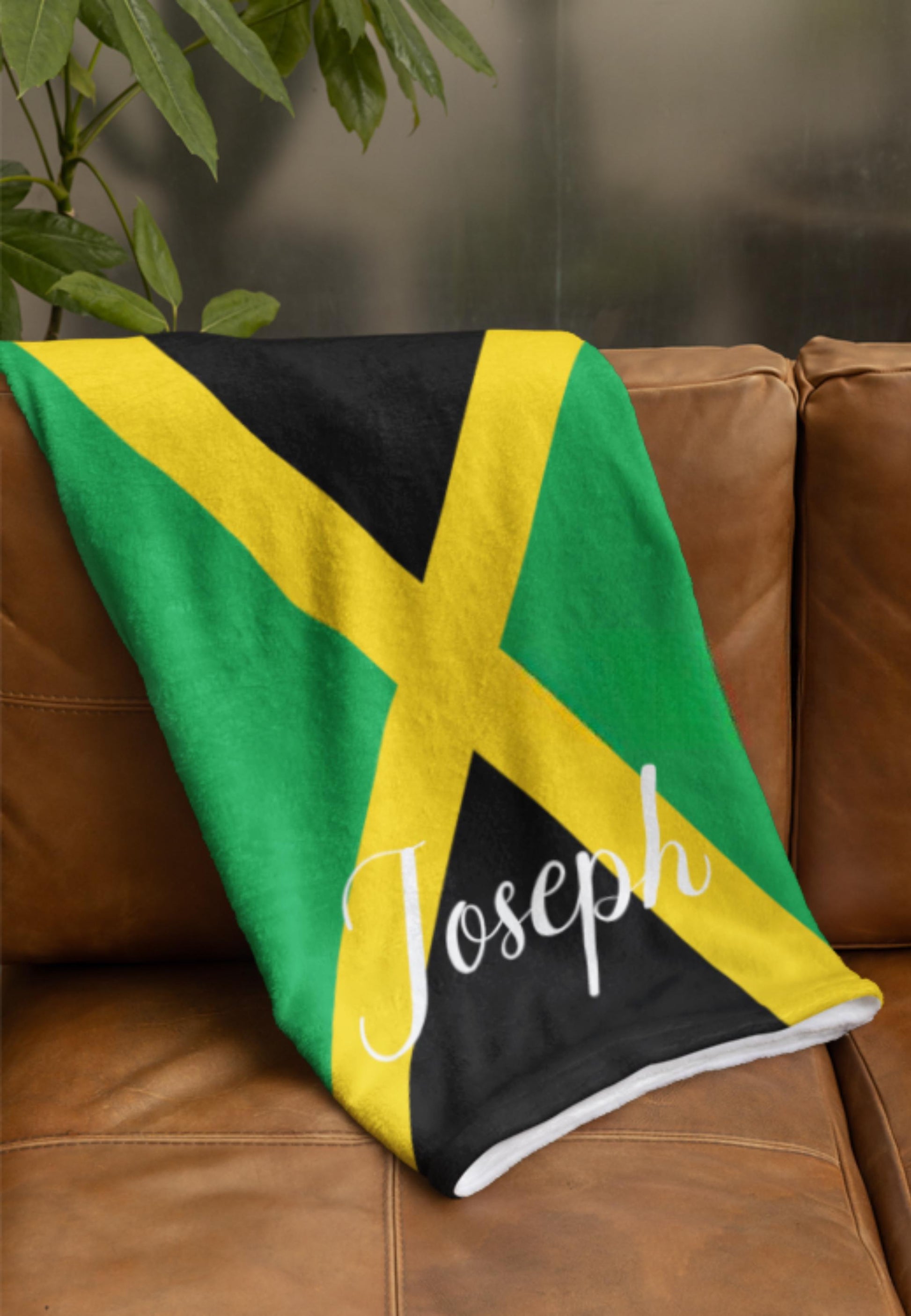 Personalized Jamaica Flag Blanket, Jamaica Velveteen Throw, Jamaican Gifts, Jamacia Decor, Custom Blanket, Gift for Jamaican, Jamaican Flag