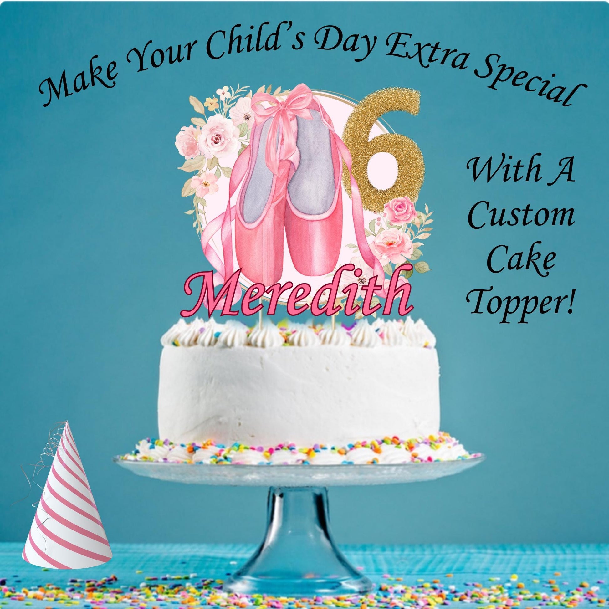 Personalized Ballet Birthday Cake Topper, Ballerina Cake Topper