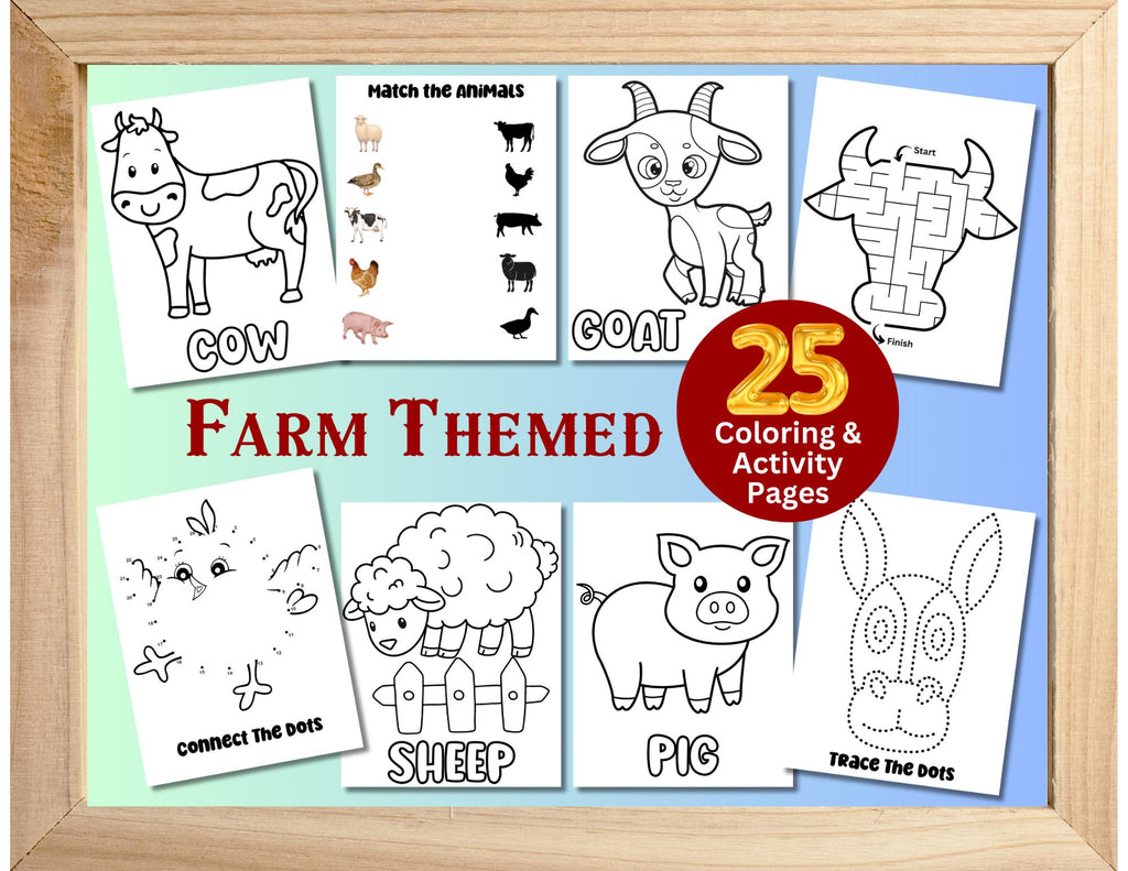 Farm Animal Coloring Pages for Kids, Farm Activity Sheet, Farm Birthday Party, Barnyard Coloring, Toddler Coloring Pages, Instant Download