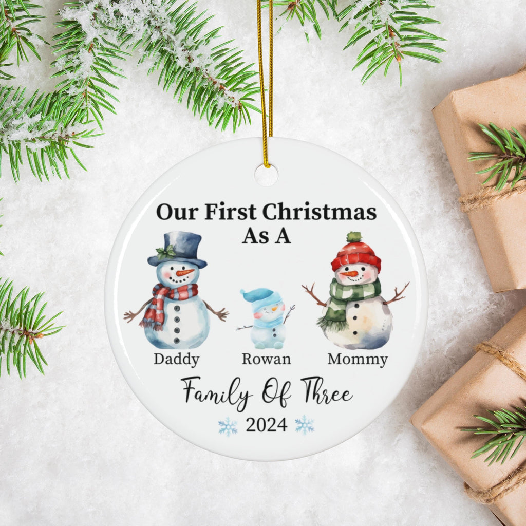 Family of Three Christmas Ornament, Family Ornament, Personalized Baby's First Christmas Ornament, First Christmas Family of 3 Ornament