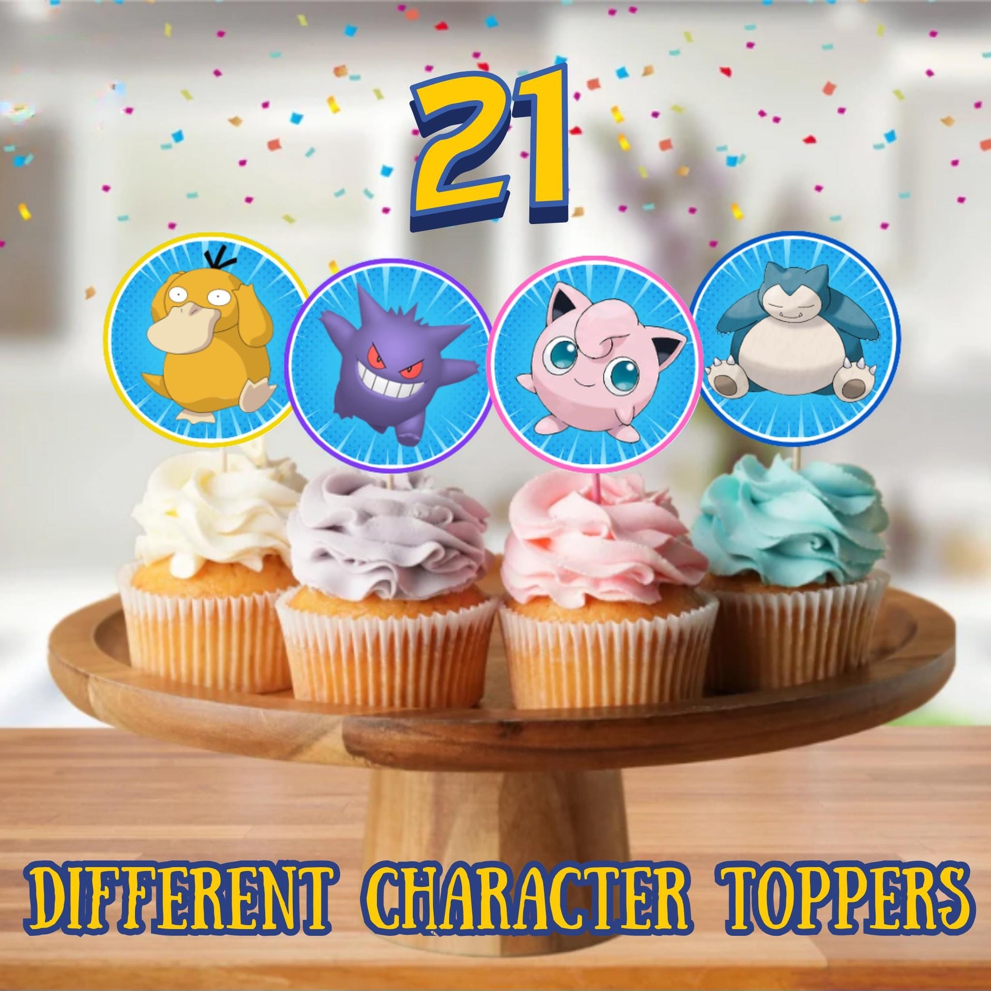 Personalized Pokemon Cupcake Toppers, Custom Pokemon Party Decor, Gotta Catch Em All Pikachu Party Supplies