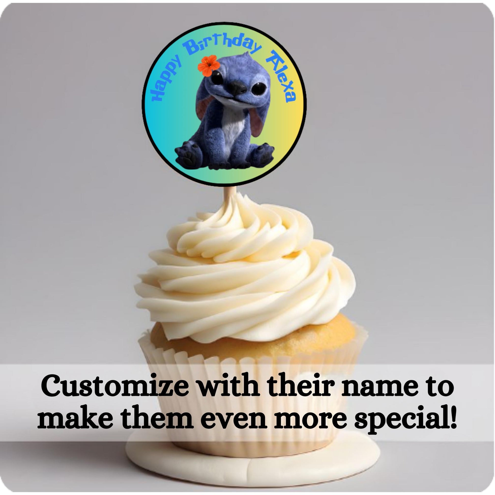 Personalized Stitch Movie Cupcake Toppers, Custom Stitch Birthday Decor, Stitch Party Favors, Stitch Party Supplies, Printable Stitch Topper