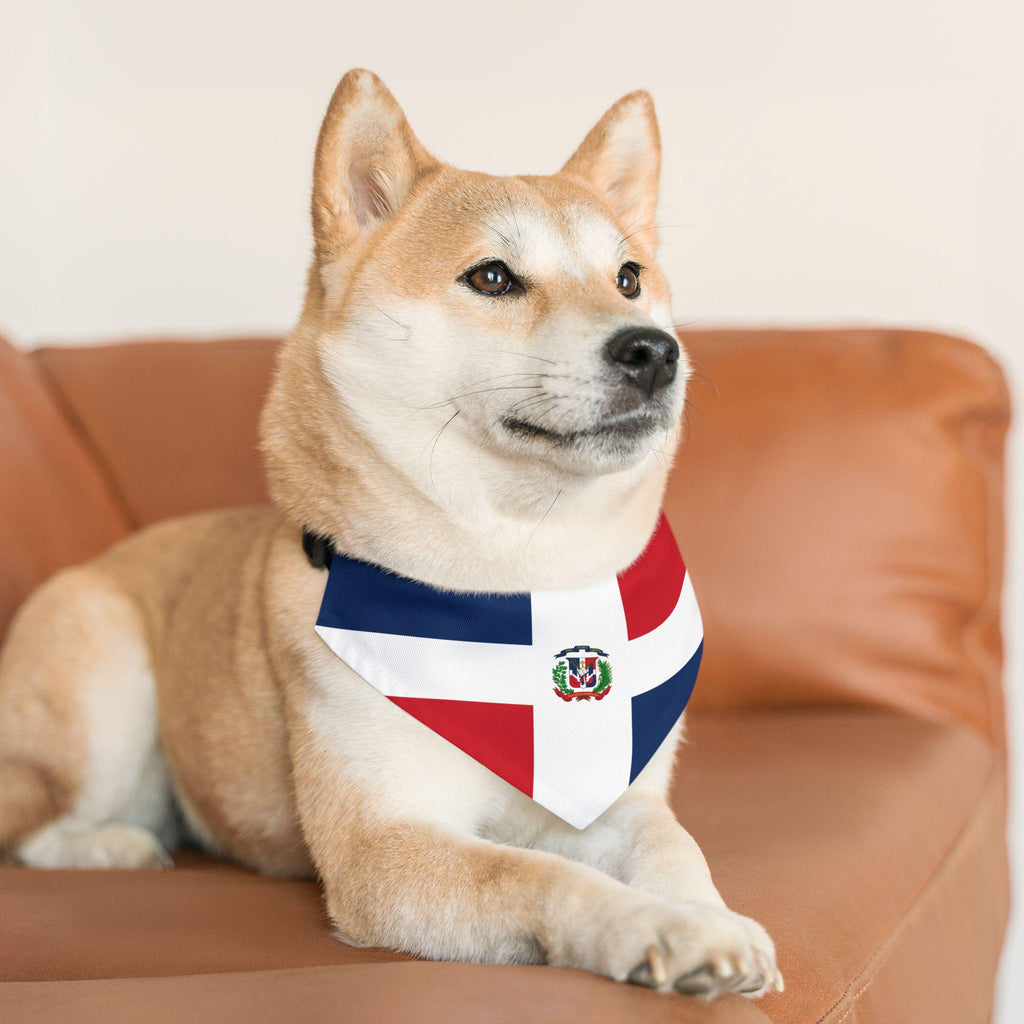 Dominican Flag Personalized Pet Bandana, Add Your Pet's Name, Pet Scarf, Dog Gift, Flag Bandana with Name, Dominican Republic Flag Bandana