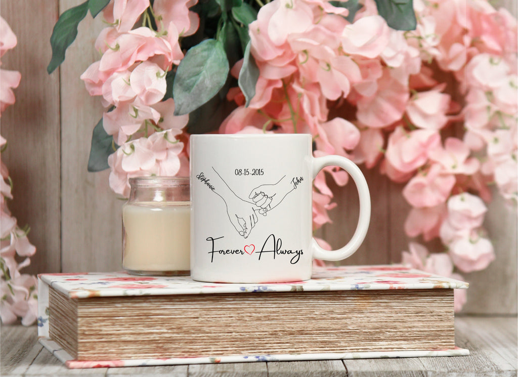 Personalized Pinky Promise Holding Hands Mug, Valentines Mug, Valentines Gift for Her, Gift for Him, Anniversary Gift, Custom Couples Gift