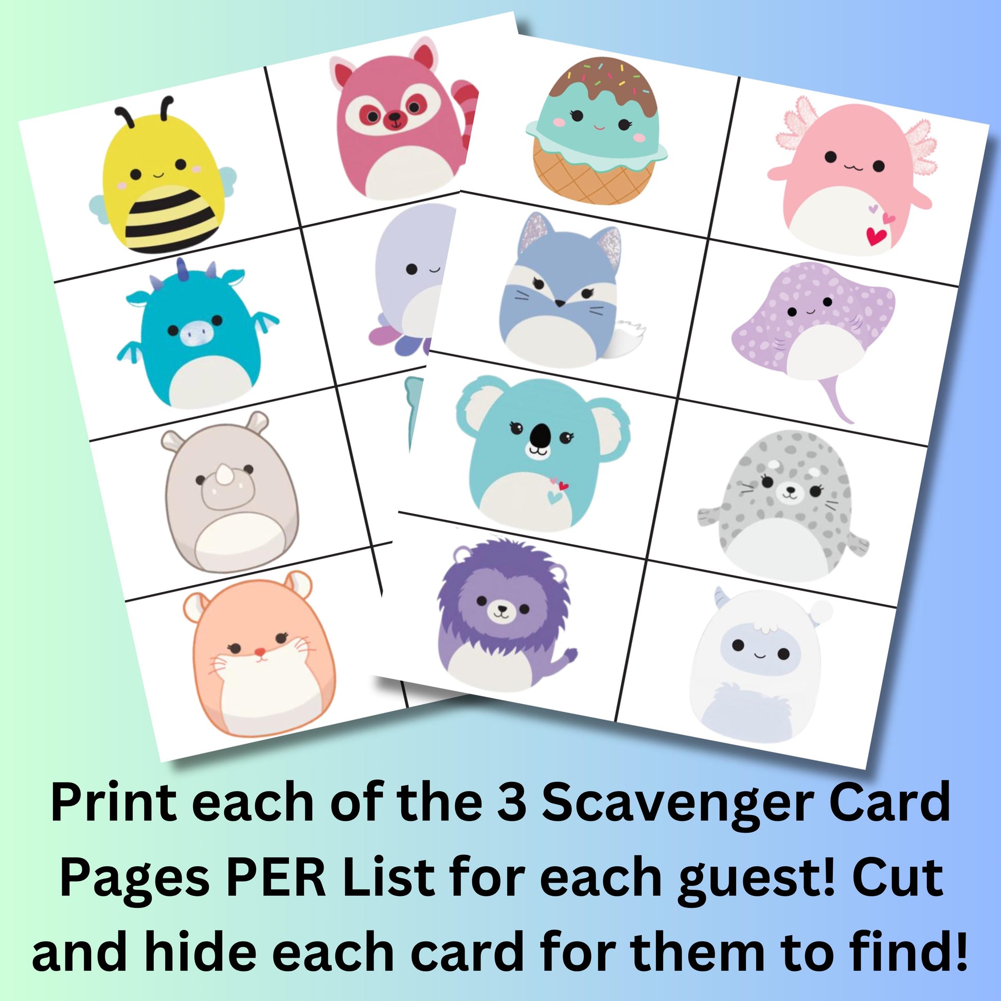 Squishmallow Scavenger Hunt, Printable Instant Download Squishmallow Scavenger Hunt Game, Squish Plushies Birthday Party Game, Stuffies Game