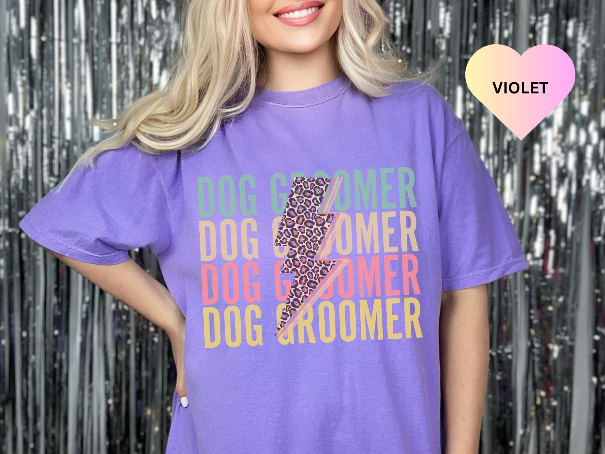 Comfort Colors Dog Groomer Tee, Retro Dog Groomer Lightning Bolt Shirt, Dog Groomer Gift, Womens Dog Grooming Tee,Vintage Dog Grooming Crew