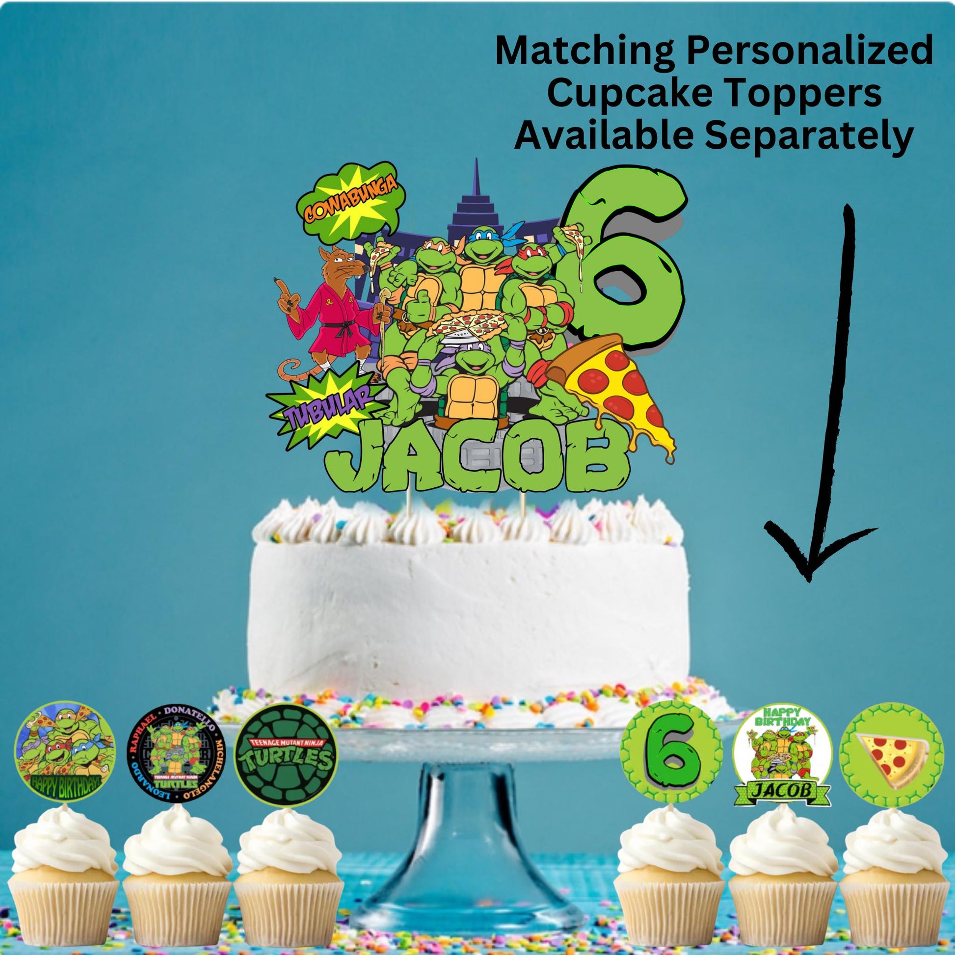 Personalized Teenage Mutant Ninja Turtle Birthday Cake Topper, Ninja Turtle Party Decoration