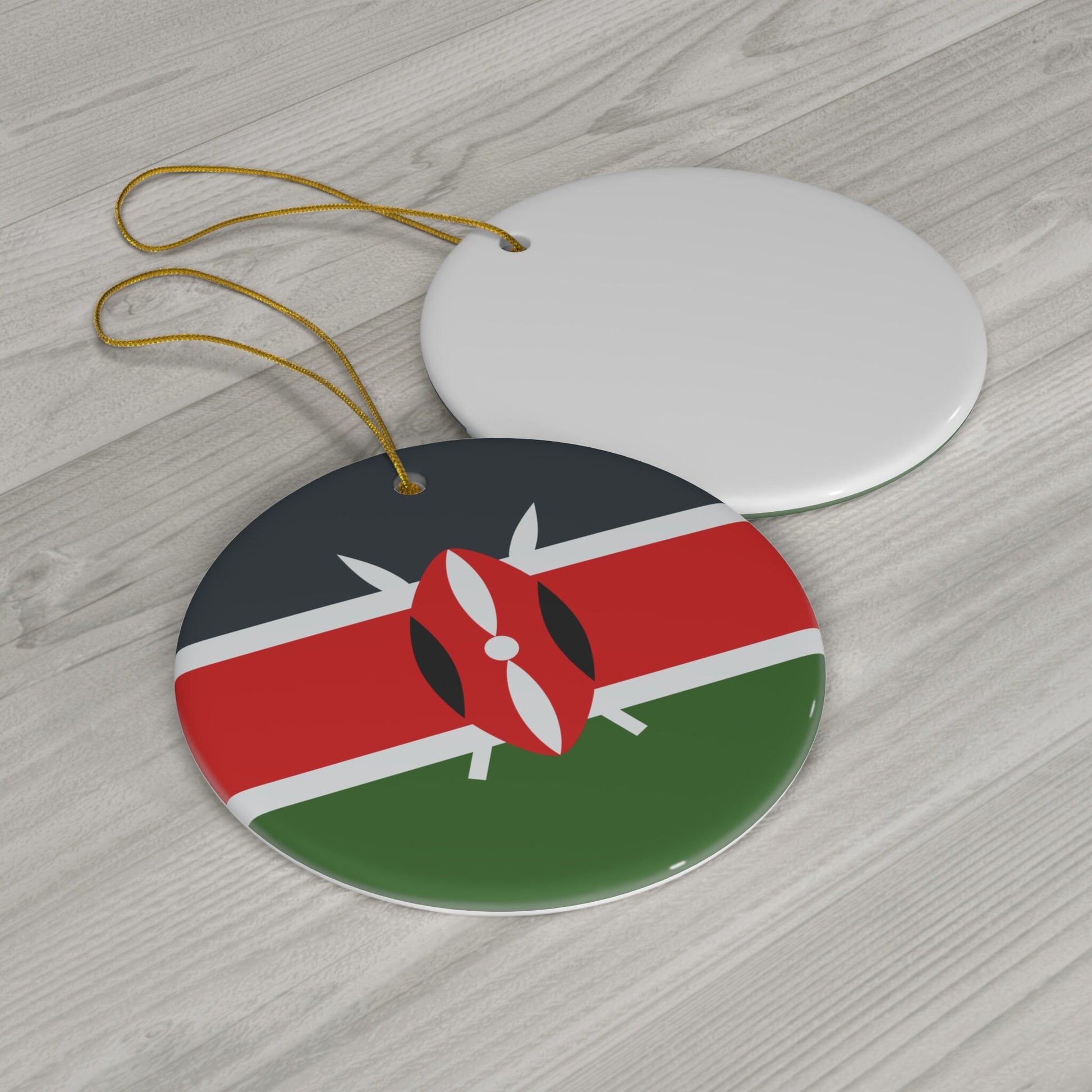 Personalized Kenya Ceramic Christmas Ornament Kenyan Flag Round Gift Holiday Decoration Africa World Heritage Travel Lover Collection