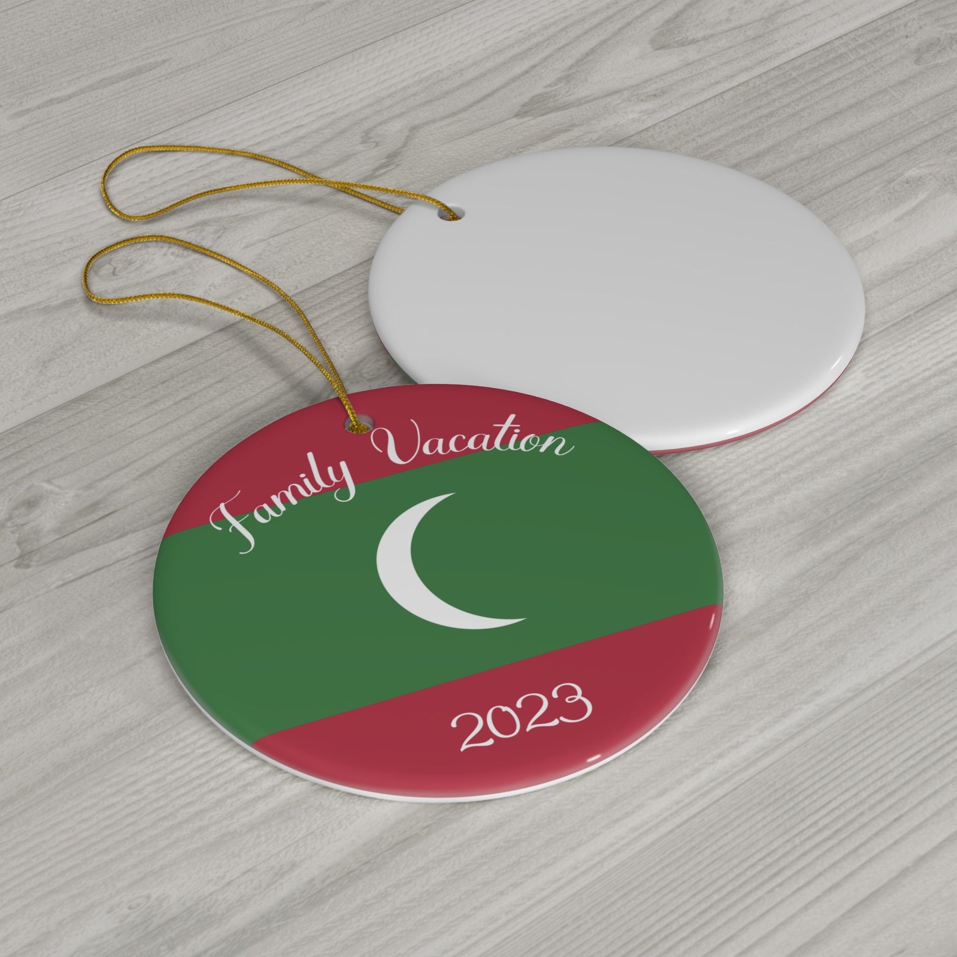 Personalized Maldives Christmas Ornament Ceramic Maldivian Flag Inspired Porcelain Gift Holiday Decoration World Heritage Travel Themed