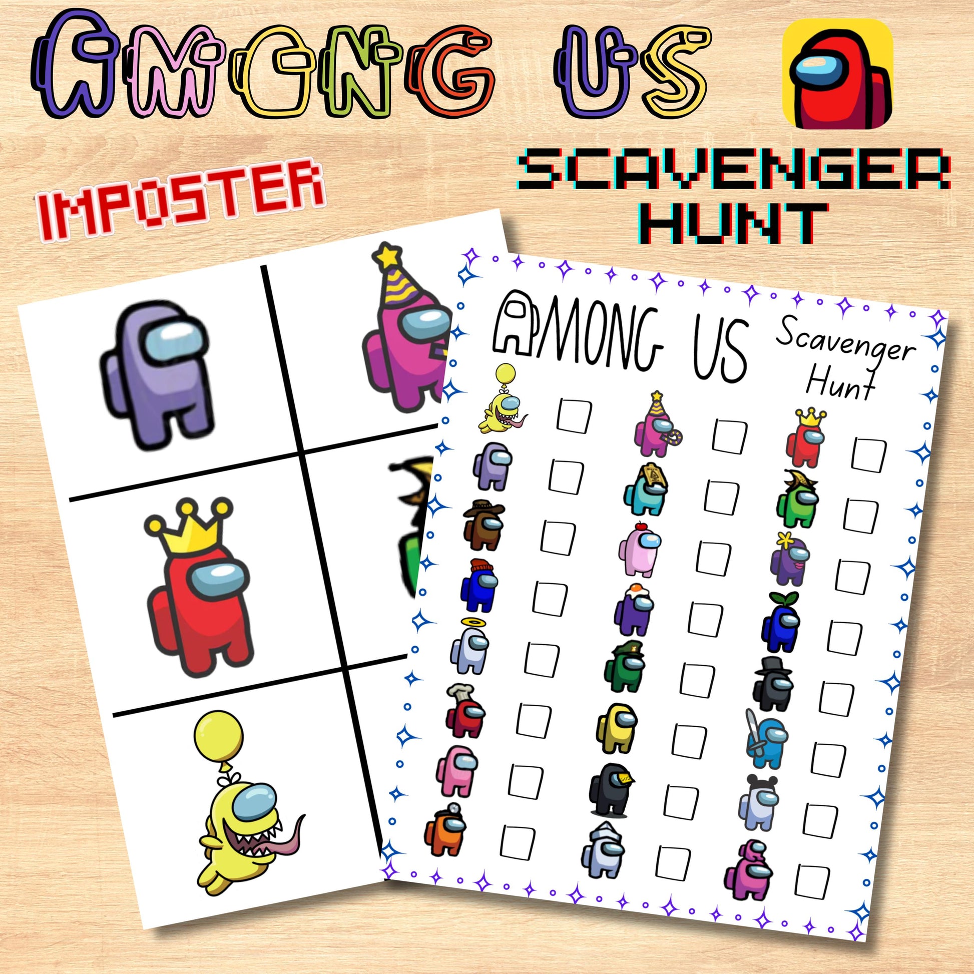 Printable Among Us Alien Scavenger Hunt, Imposter Game, Among Us Party Game, Birthday for Gamer Boy Gamer Girl, Imposter Favors, Alien Hunting Game