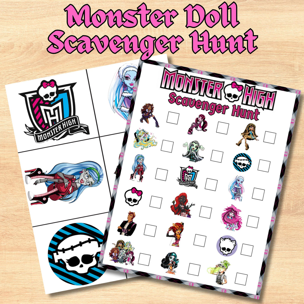 Monster High Scavenger Hunt, Monster High Doll Party Game, Monster High Printable Scavenger Hunt Game, Monster Doll Birthday, Instant Download