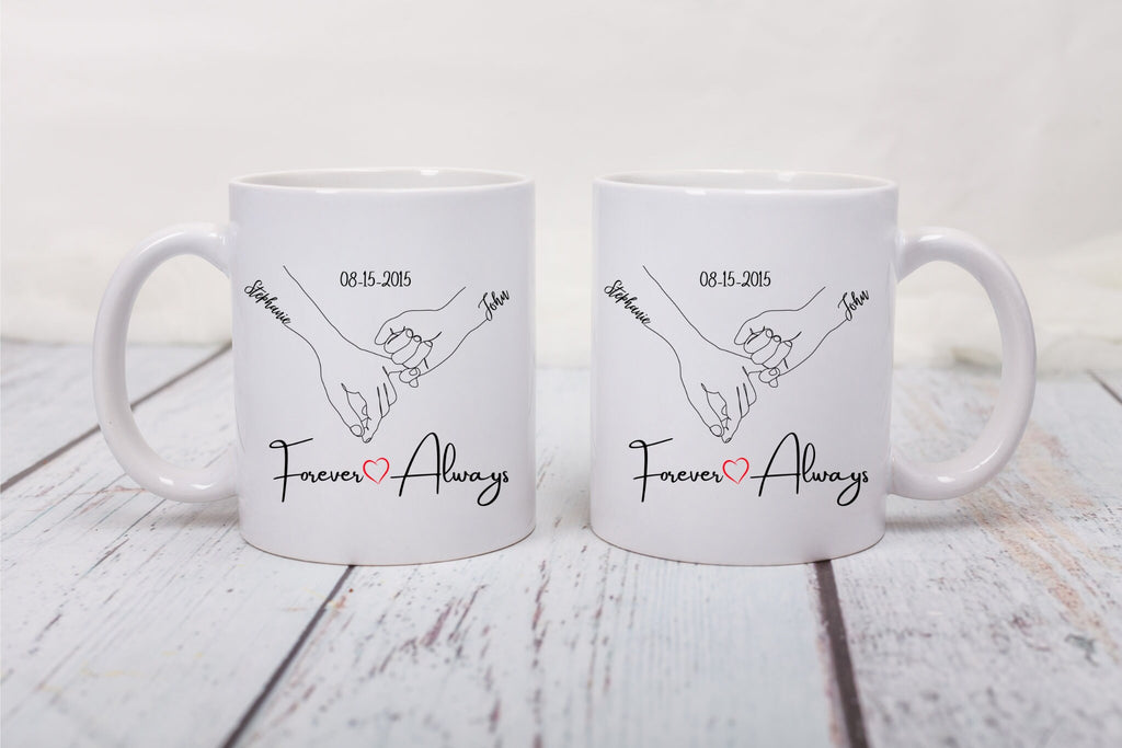 Personalized Pinky Promise Holding Hands Mug, Valentines Mug, Valentines Gift for Her, Gift for Him, Anniversary Gift, Custom Couples Gift