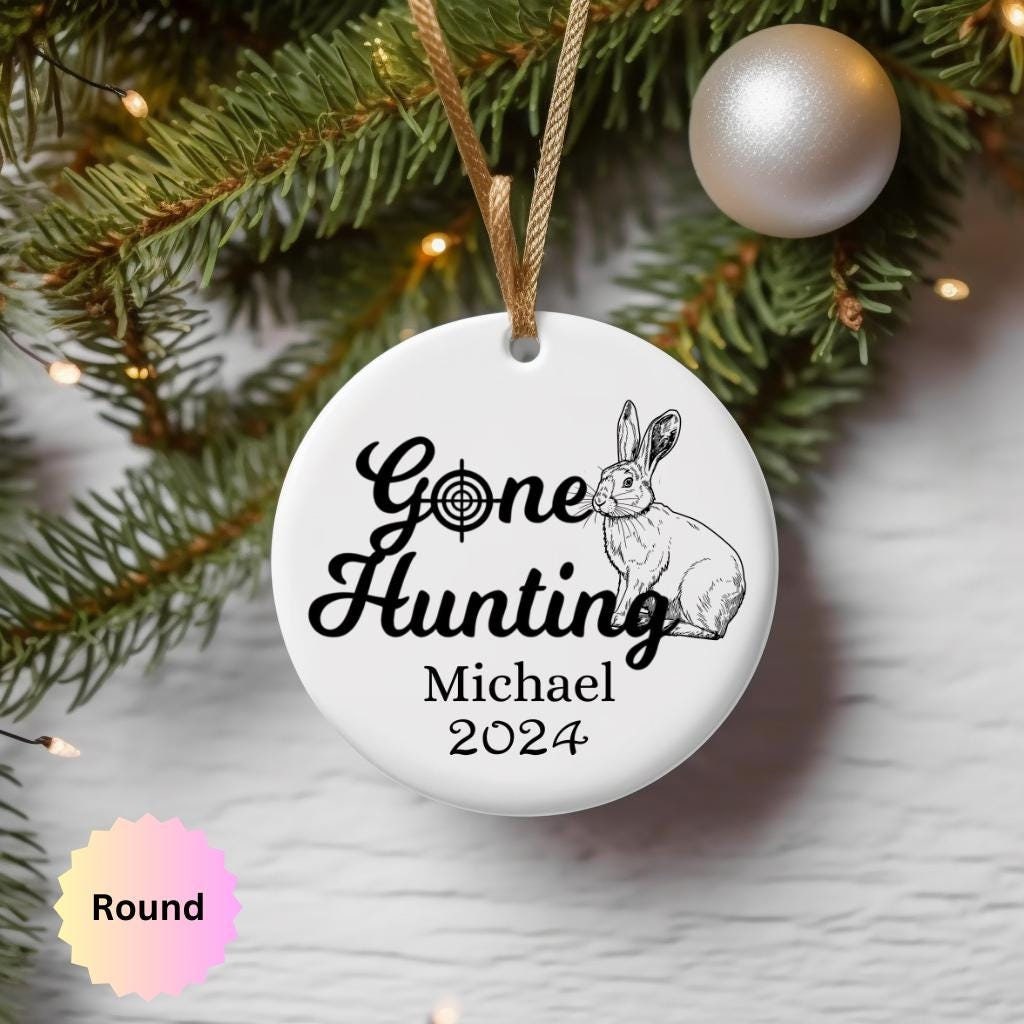 Personalized Rabbit Hunter Ornament, Gone Hunting Ornament, Ornament For Hunter, Gift for Hunter, Rabbit Hunting, Custom Hunting Ornament