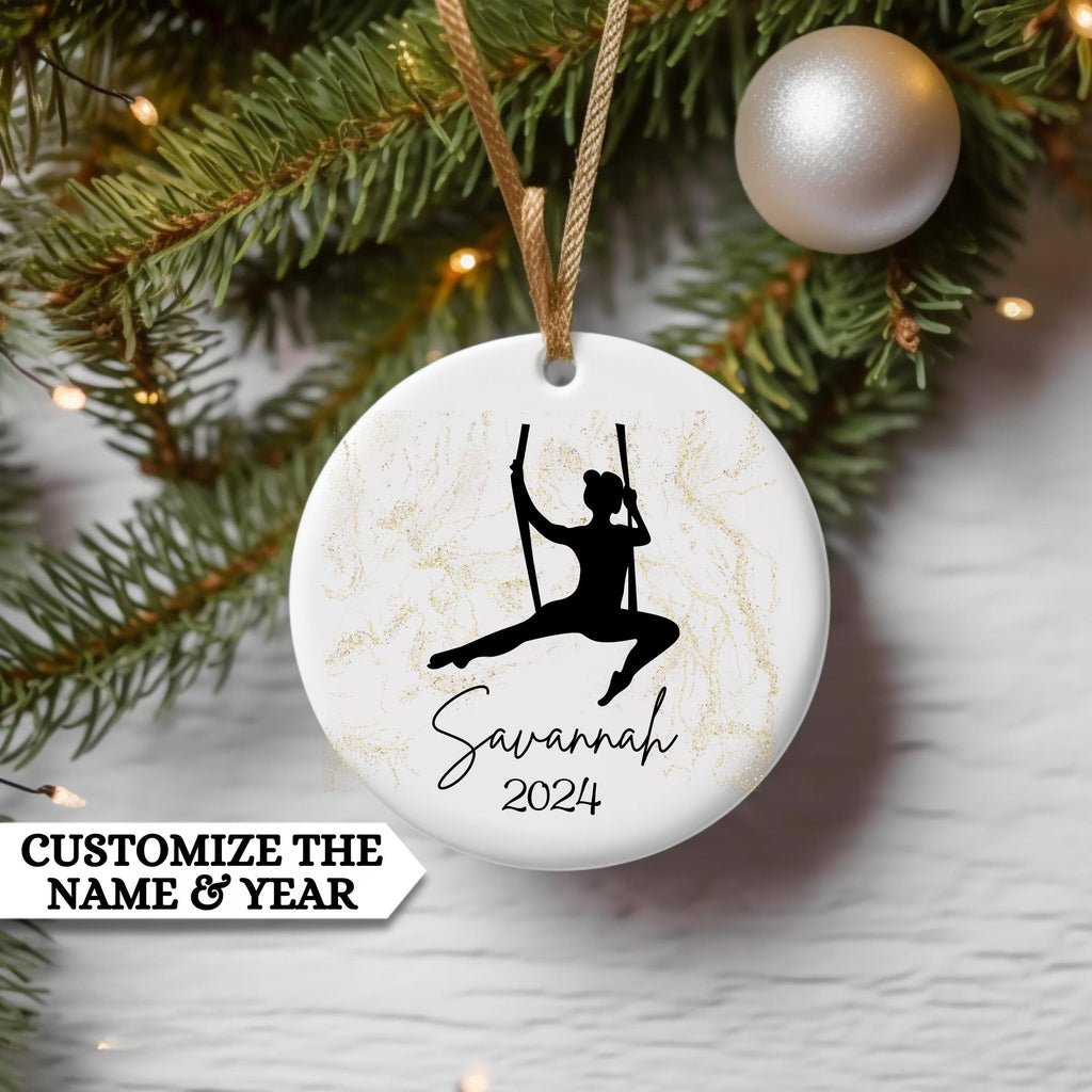 Personalized Aerial Dancer Ornament, Aerial Silks Christmas ornament, Gift for Aerial Lyra Hoop Silk Trapeze Pole Dancer, Aerialist Gift