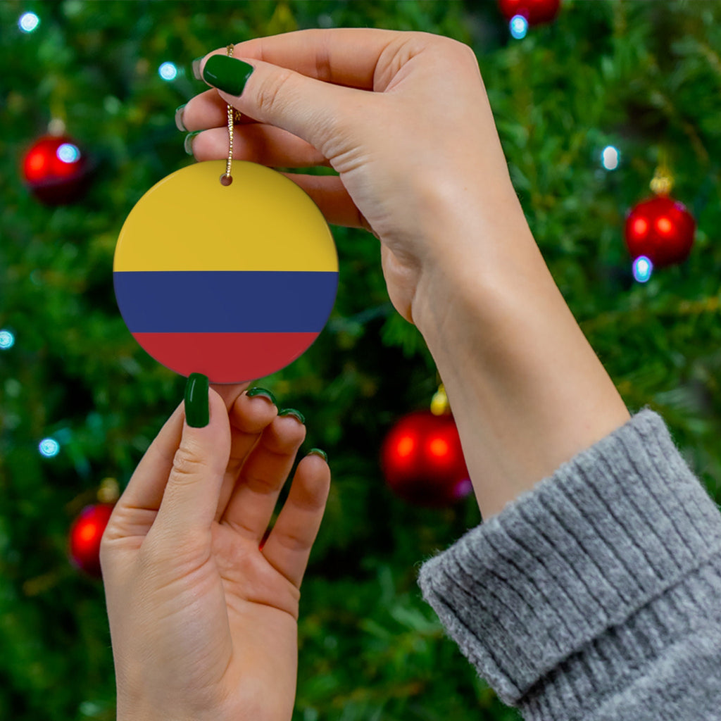 Personalized Colombia Ceramic Ornament, Christmas Decor, Holiday Decoration, Colombian Flag, Bogota, Medellin, South America Travel Gift