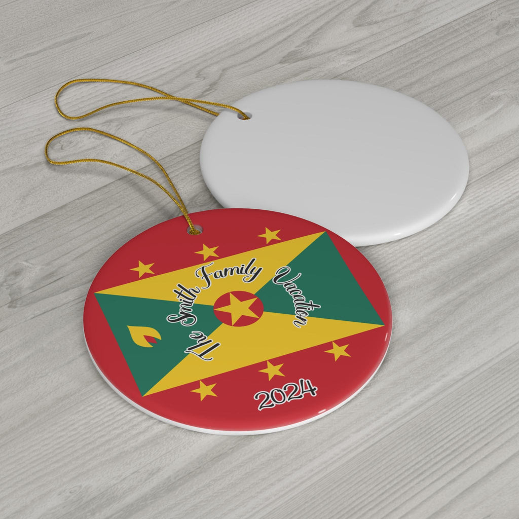 Personalized Grenada Ornament, Grenadian Flag Print, Caribbean, World Travel, Vacation Souvenir, Holiday Decorations, Grenada Trip 2024 Gift