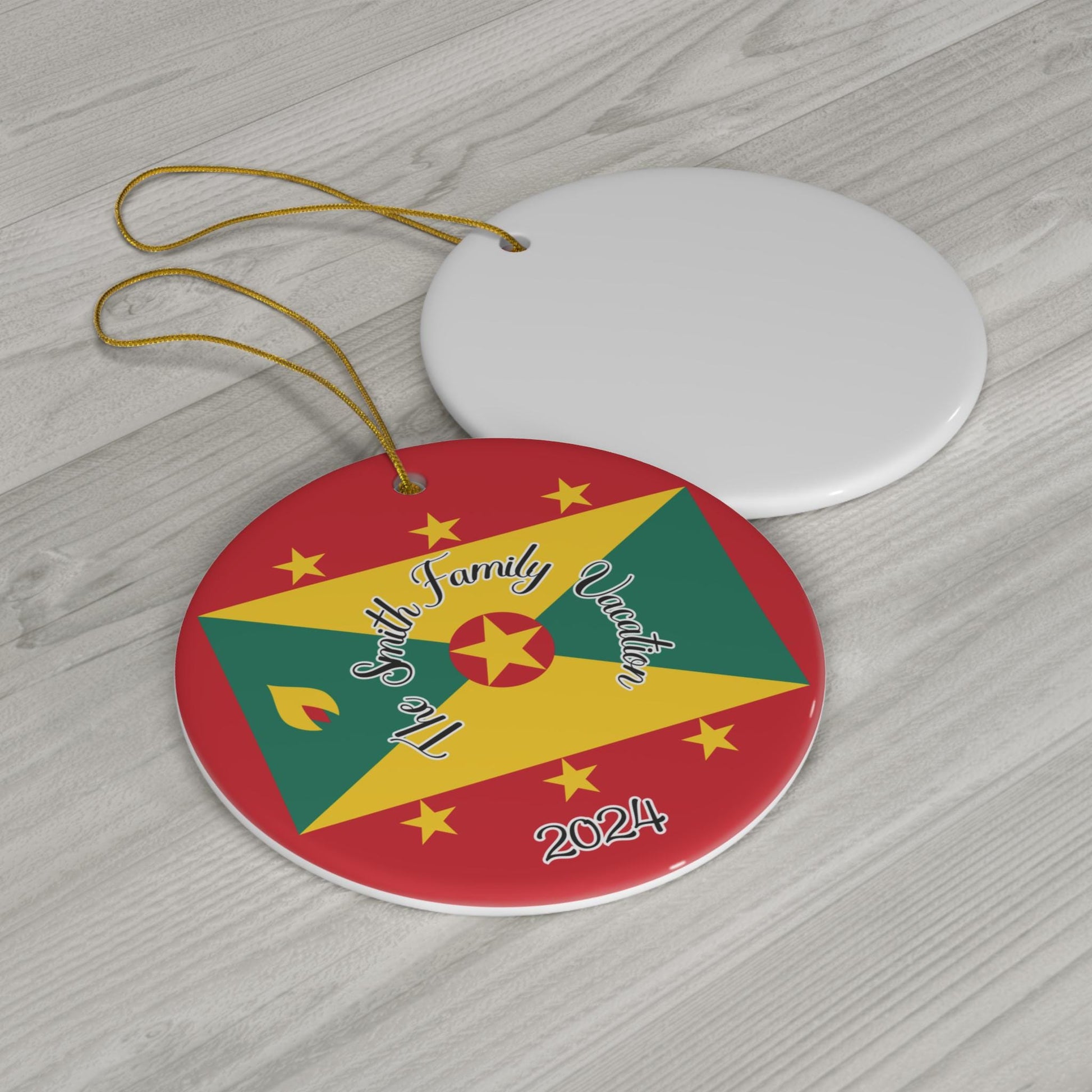 Personalized Grenada Ornament, Grenadian Flag Print, Caribbean, World Travel, Vacation Souvenir, Holiday Decorations, Grenada Trip 2024 Gift