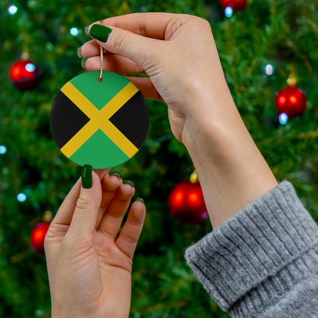Personalized Jamaica Ceramic Ornament, Christmas Decor, Holiday Decorations, Jamaican Flag Print, Caribbean, World Travel, Vacation Souvenir