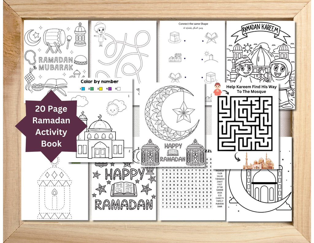 Ramadan Printable Activity Coloring Book, Ramadan Busy Book, 20 Activities Eid Ramadan Islam, Islam Ramadan Learning, Ramadan Kids Games
