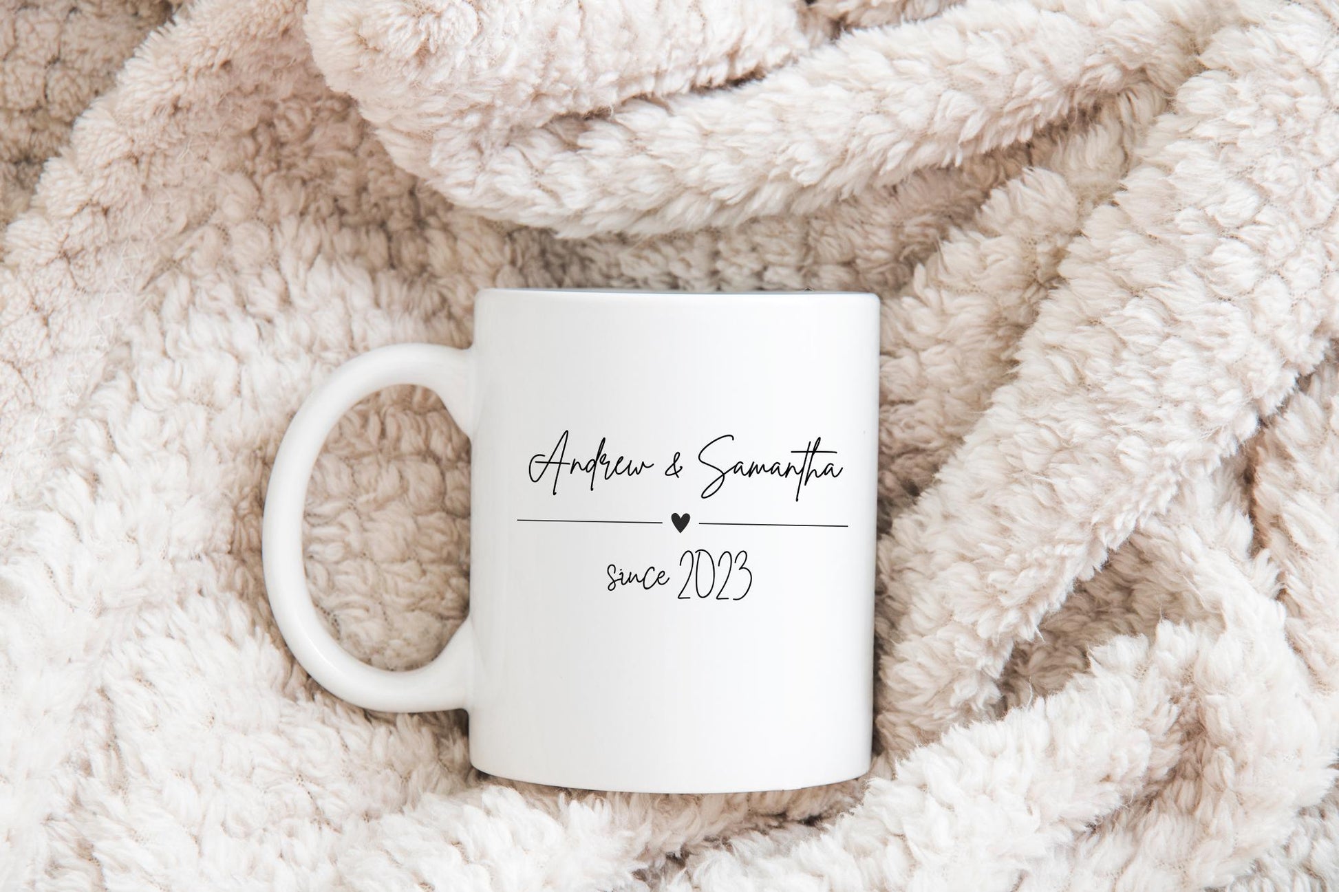 Personalized Relationship Mug, Valentines Day Gift, Anniversary Gift, Gift for him, Custom Name Date Keepsake, Gift for her, Minimalist Cup