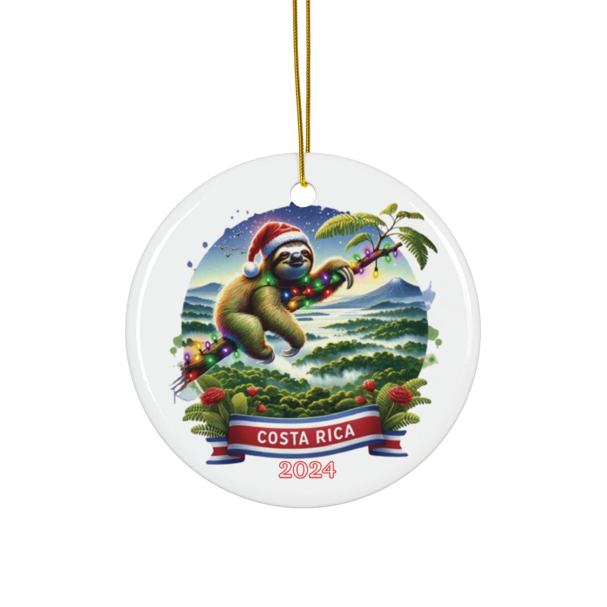 Personalized Costa Rica Ornament, Costa Rica Christmas Ornament, Costa Rica Gift, Costa Rica Souvenir, Sloth Christmas Ornament, Honeymoon