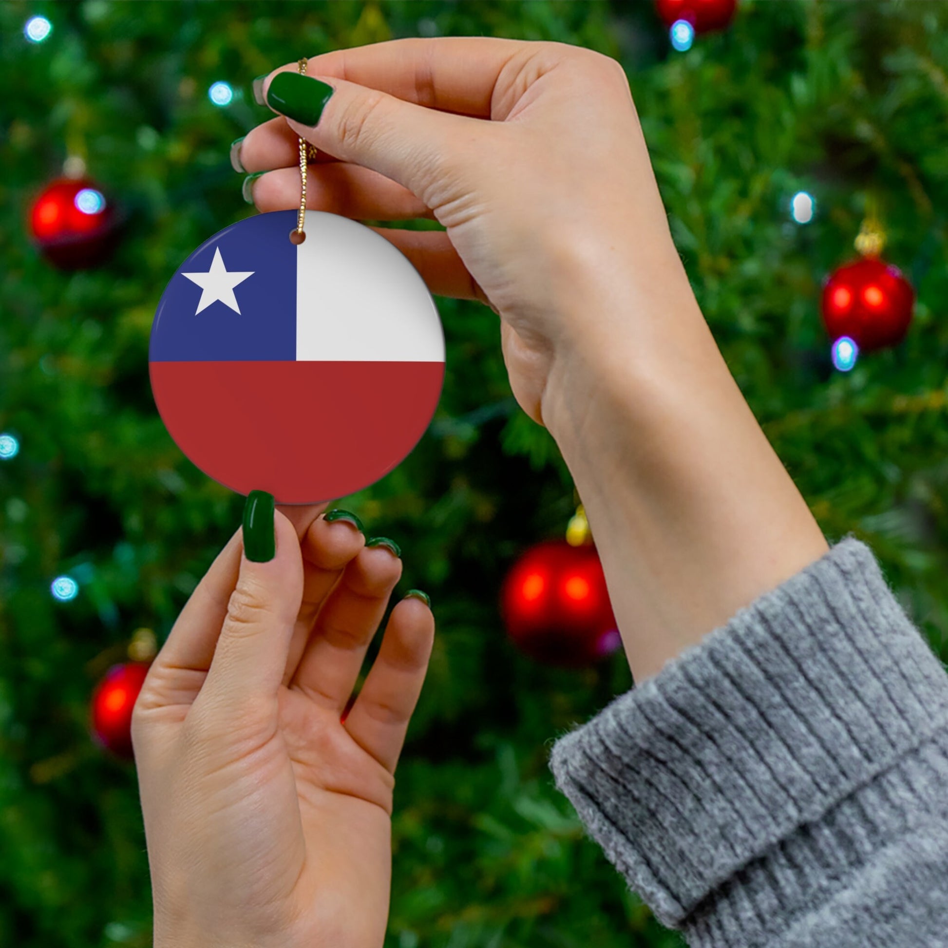 Personalized Chile Ceramic Christmas Ornament Chilean Flag Inspired Porcelain Gift Holiday Decoration South American Travel Souvenir Latina