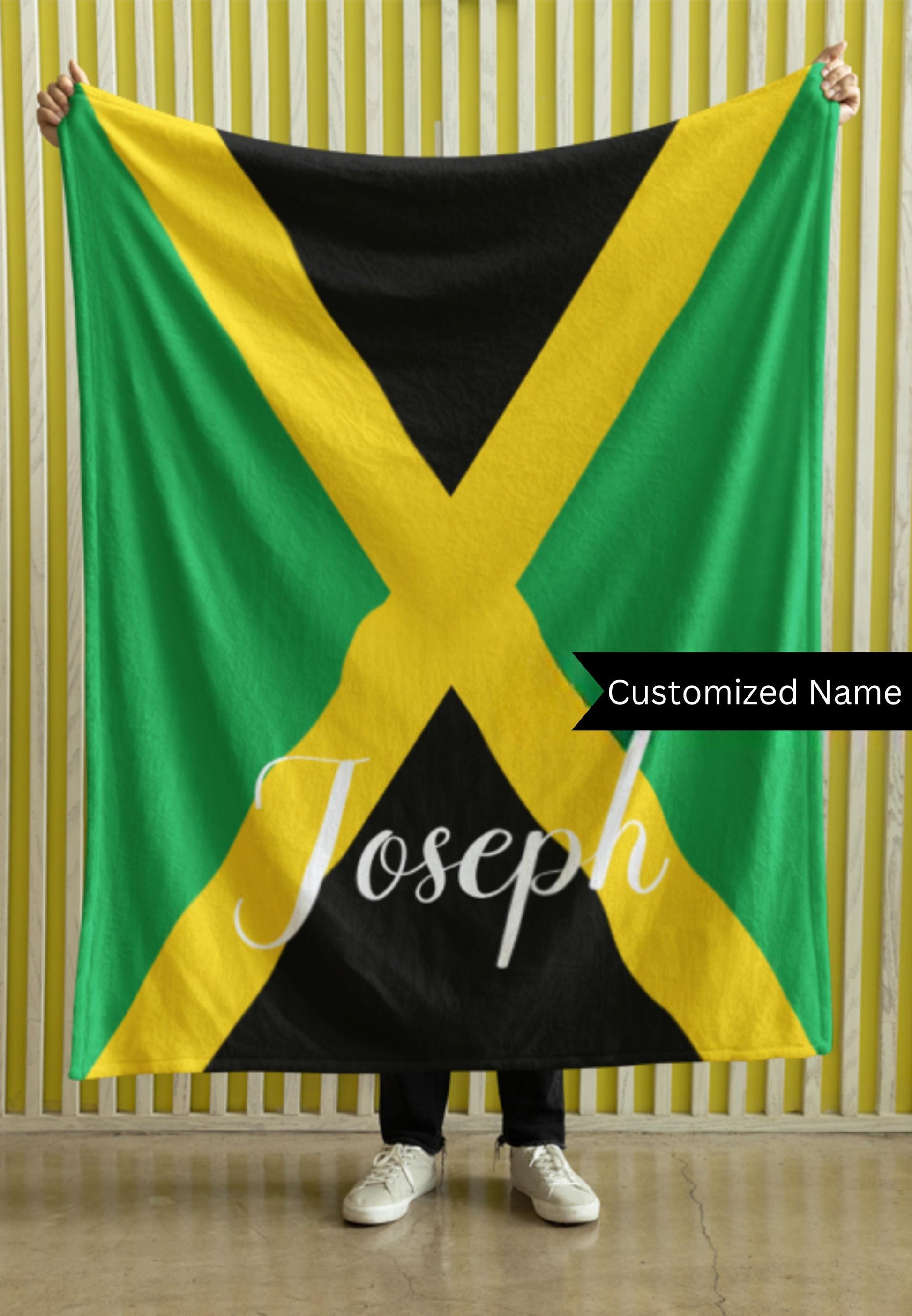 Personalized Jamaica Flag Blanket, Jamaica Velveteen Throw, Jamaican Gifts, Jamacia Decor, Custom Blanket, Gift for Jamaican, Jamaican Flag