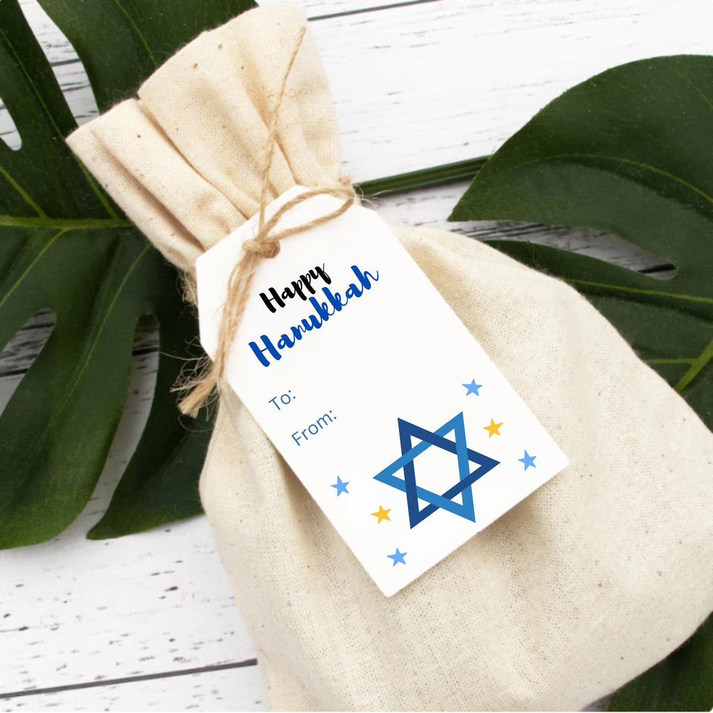 Happy Hanukkah Gift Tag Printable, Set of 18, Menorah Chanukah Tag, Dreidel Tag, Hanukkah Present, Hanukkah Gift Labels, Hanukkah Wrapping